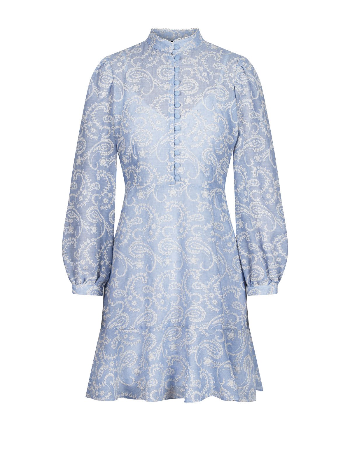 Blau-Weißes Kleid aus Lochspitze