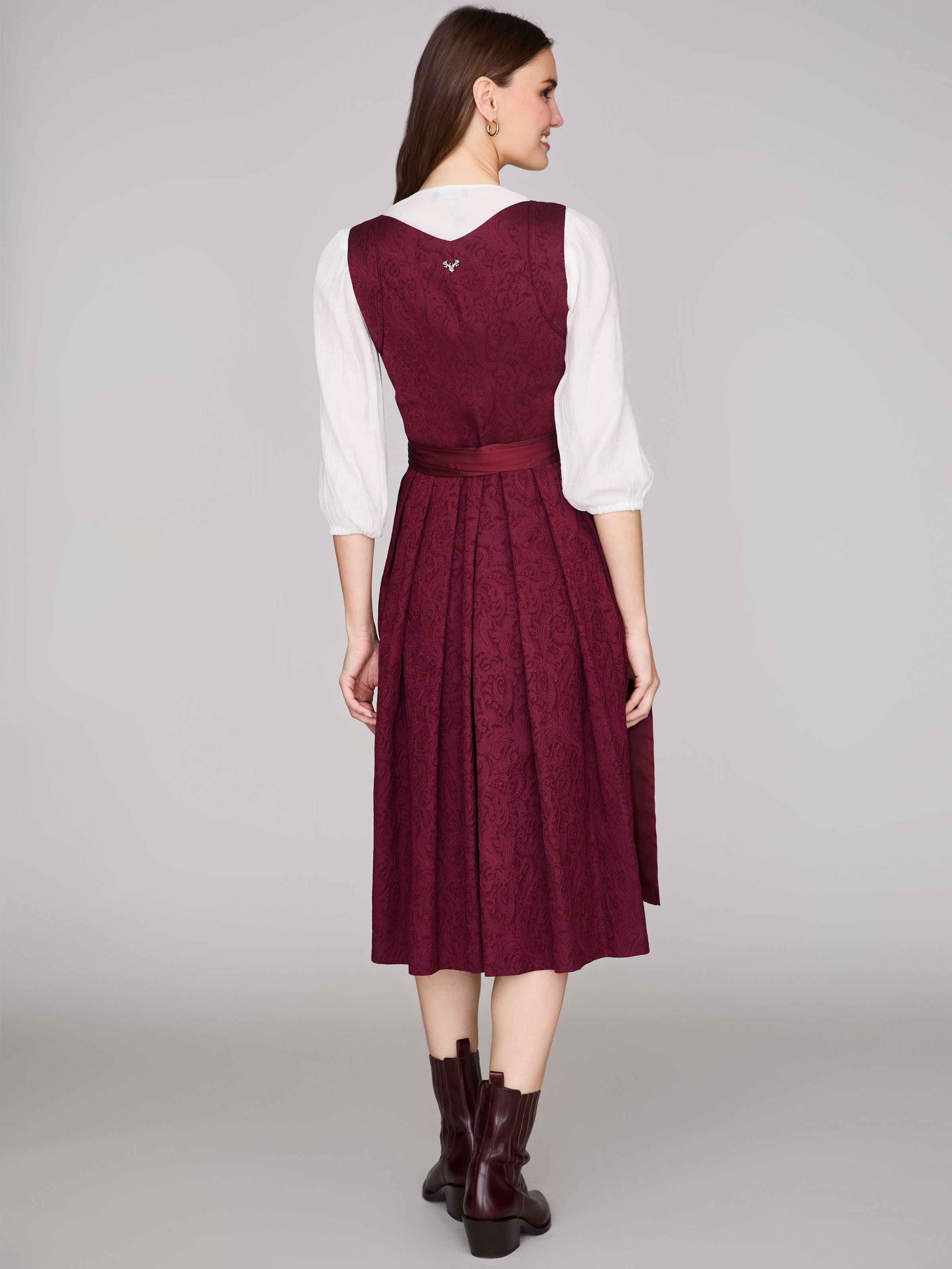 Gemustertes weinrotes Dirndl