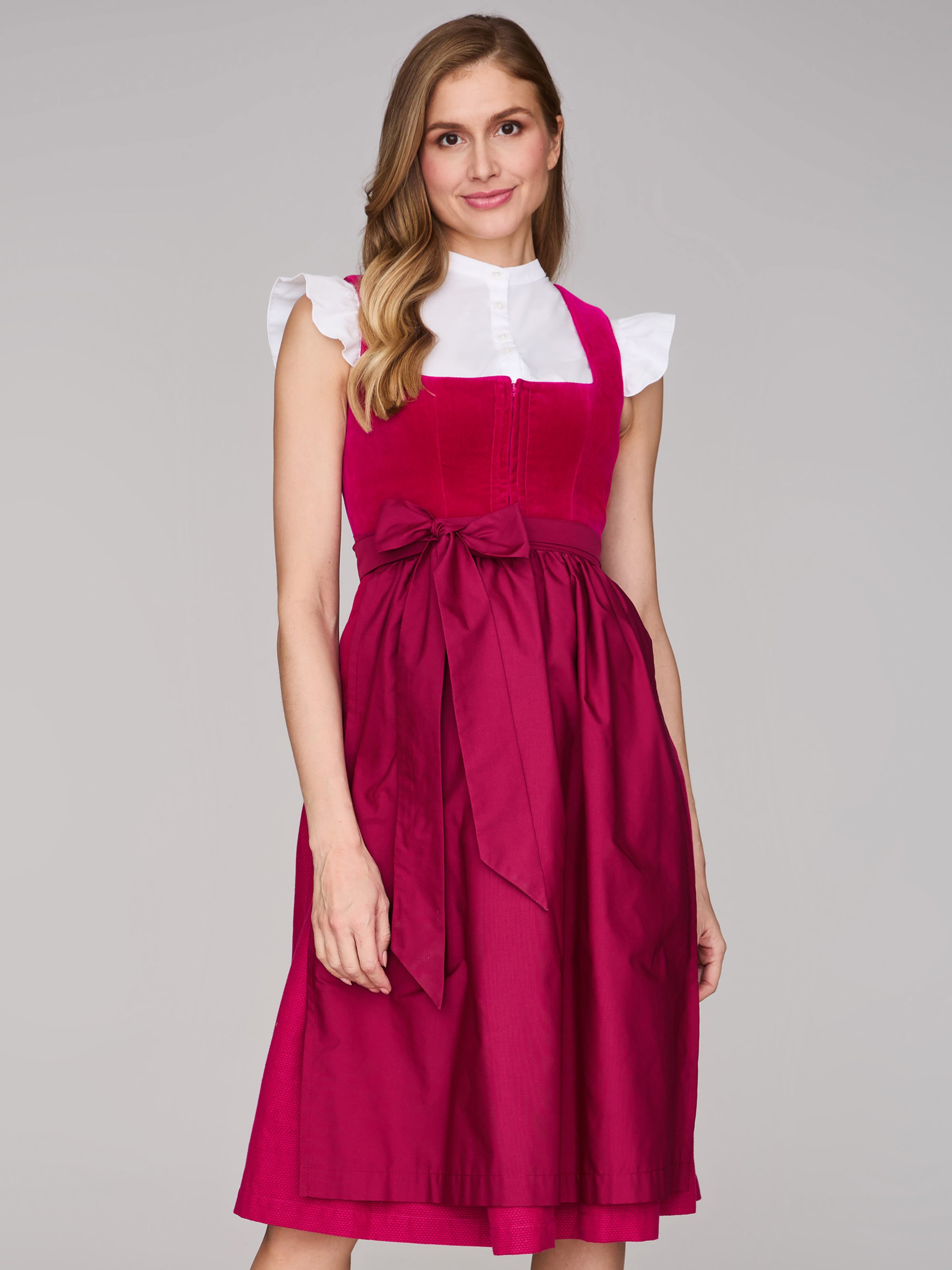 Pinkes Dirndl mit Samt-Mieder