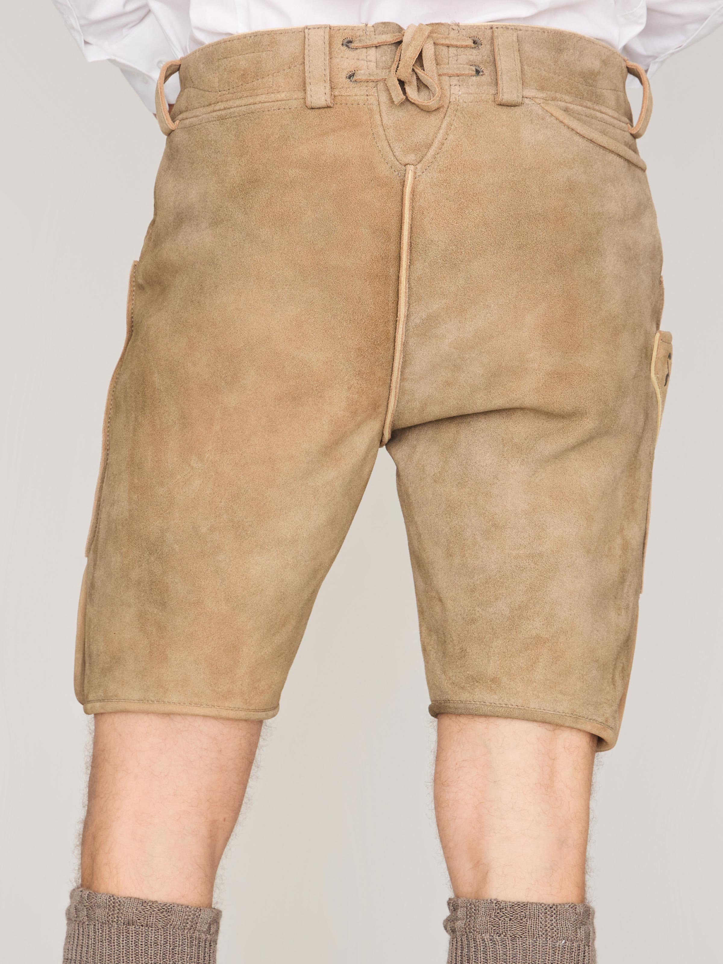 Sandfarbende Lederhose