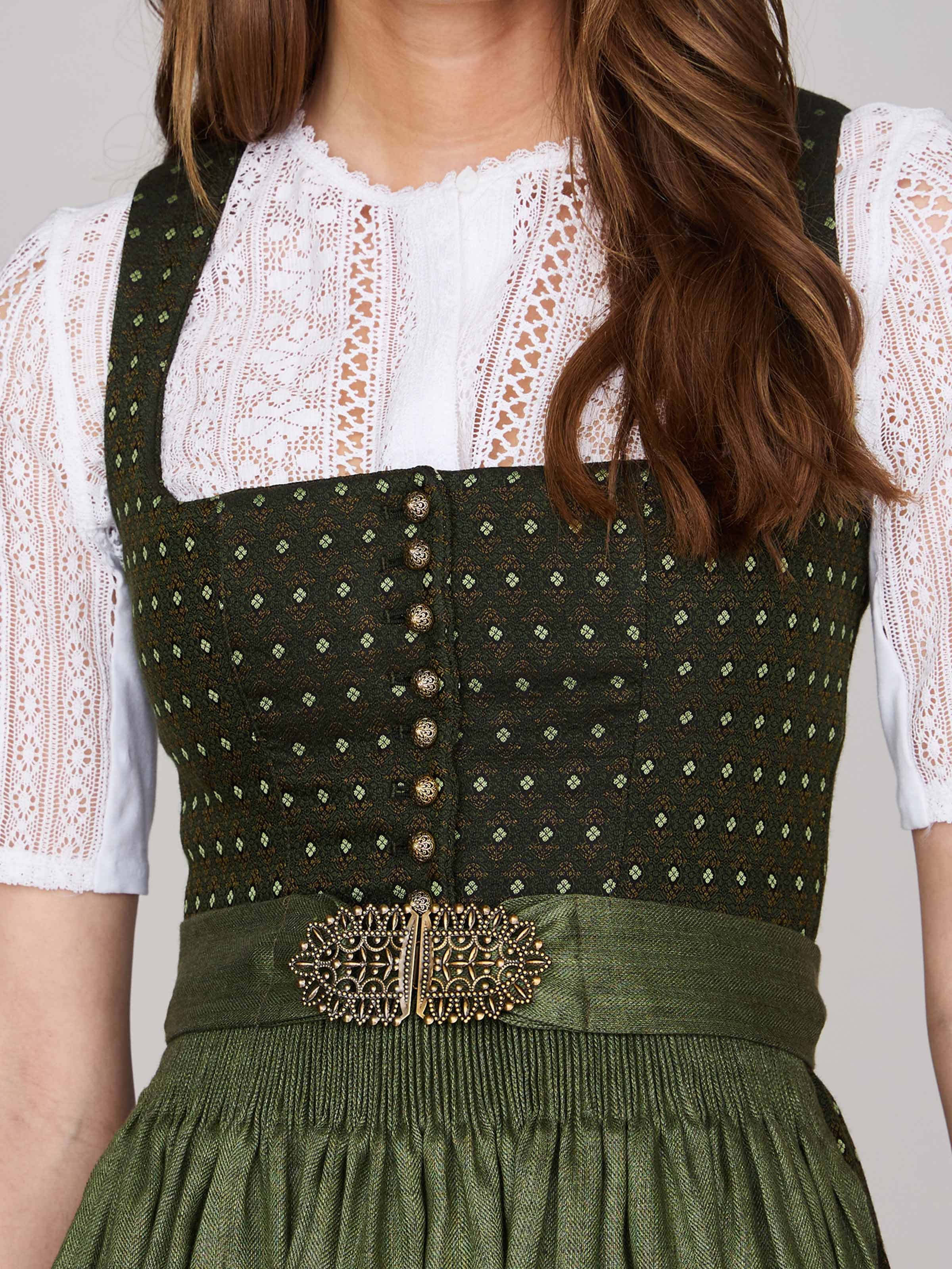 Grünes Dirndl mit Streublumenmuster