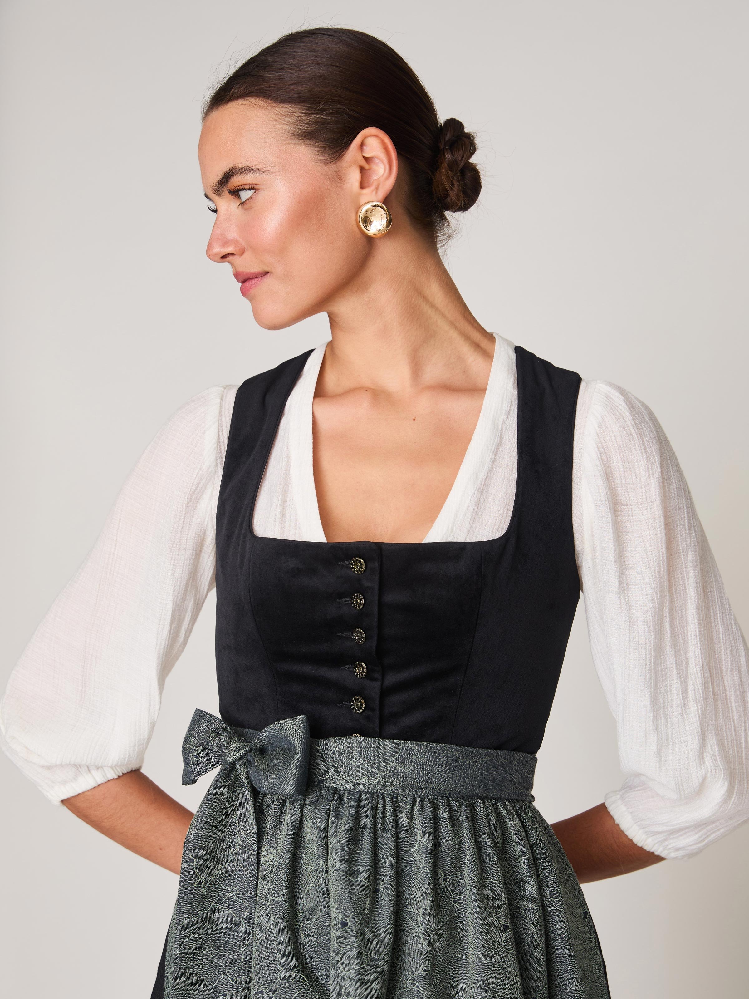 Schwarzes Dirndl mit Knöpfen