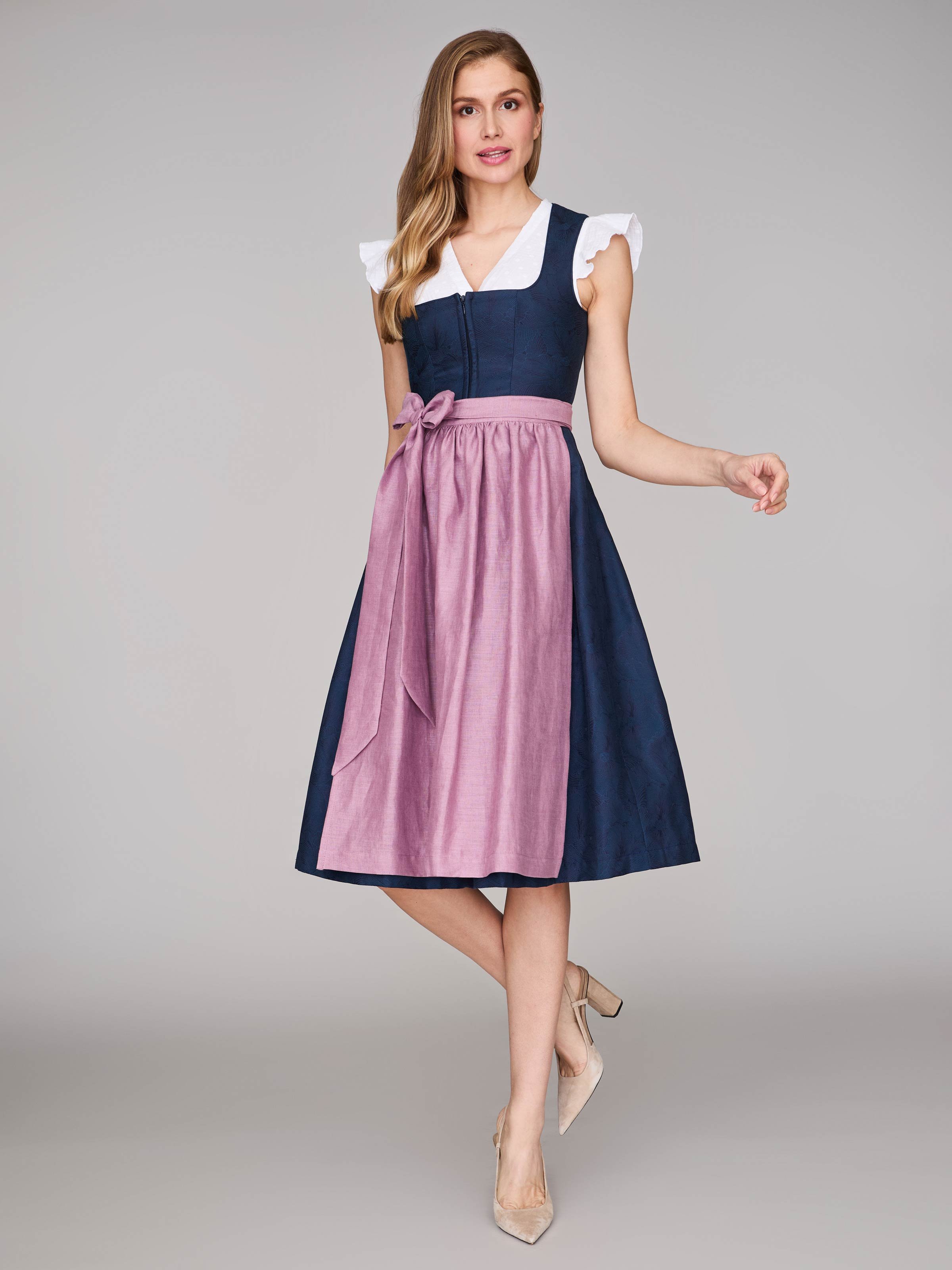 Mitternachtsblaues Dirndl mit floralem Muster