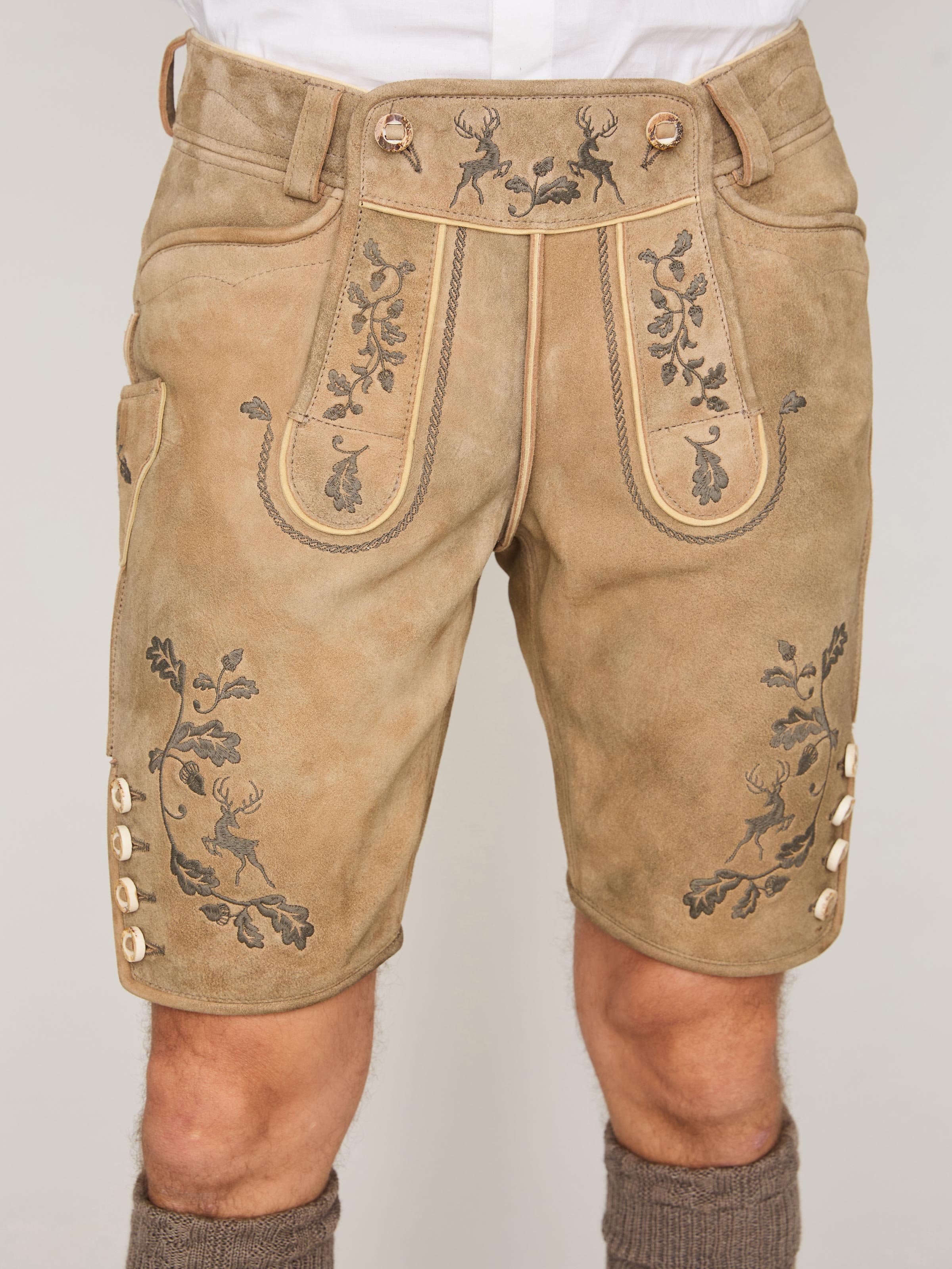 Sandfarbende Lederhose