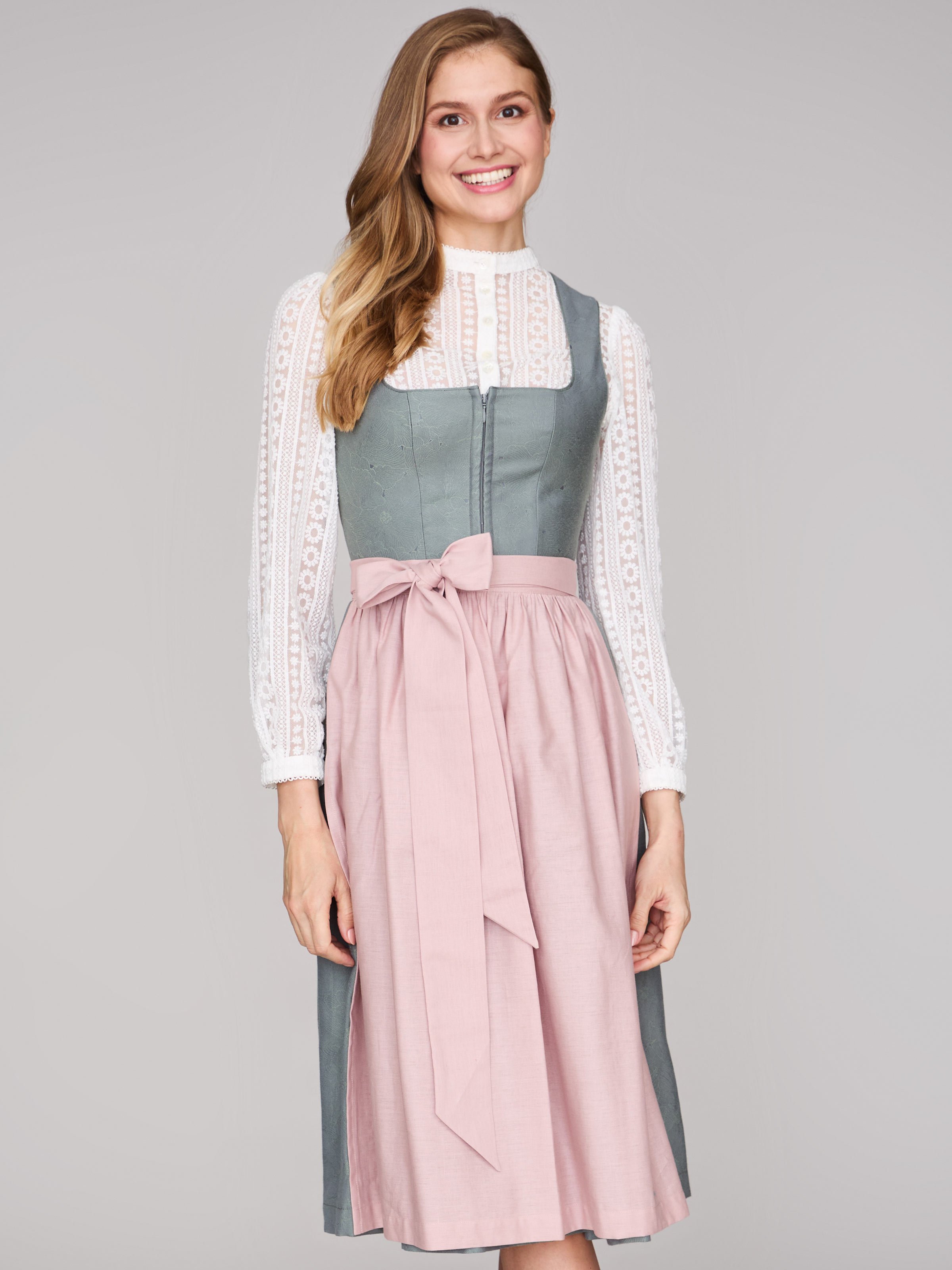 Salbeigrünes Dirndl mit floralem Muster