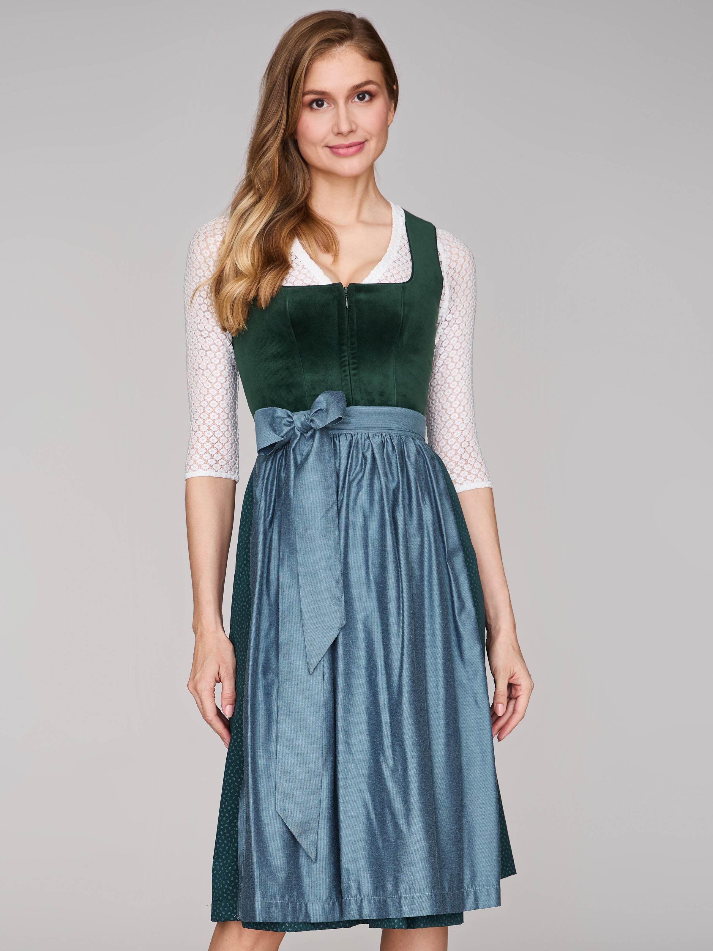 Dunkelgrünes Dirndl mit Samt-Mieder