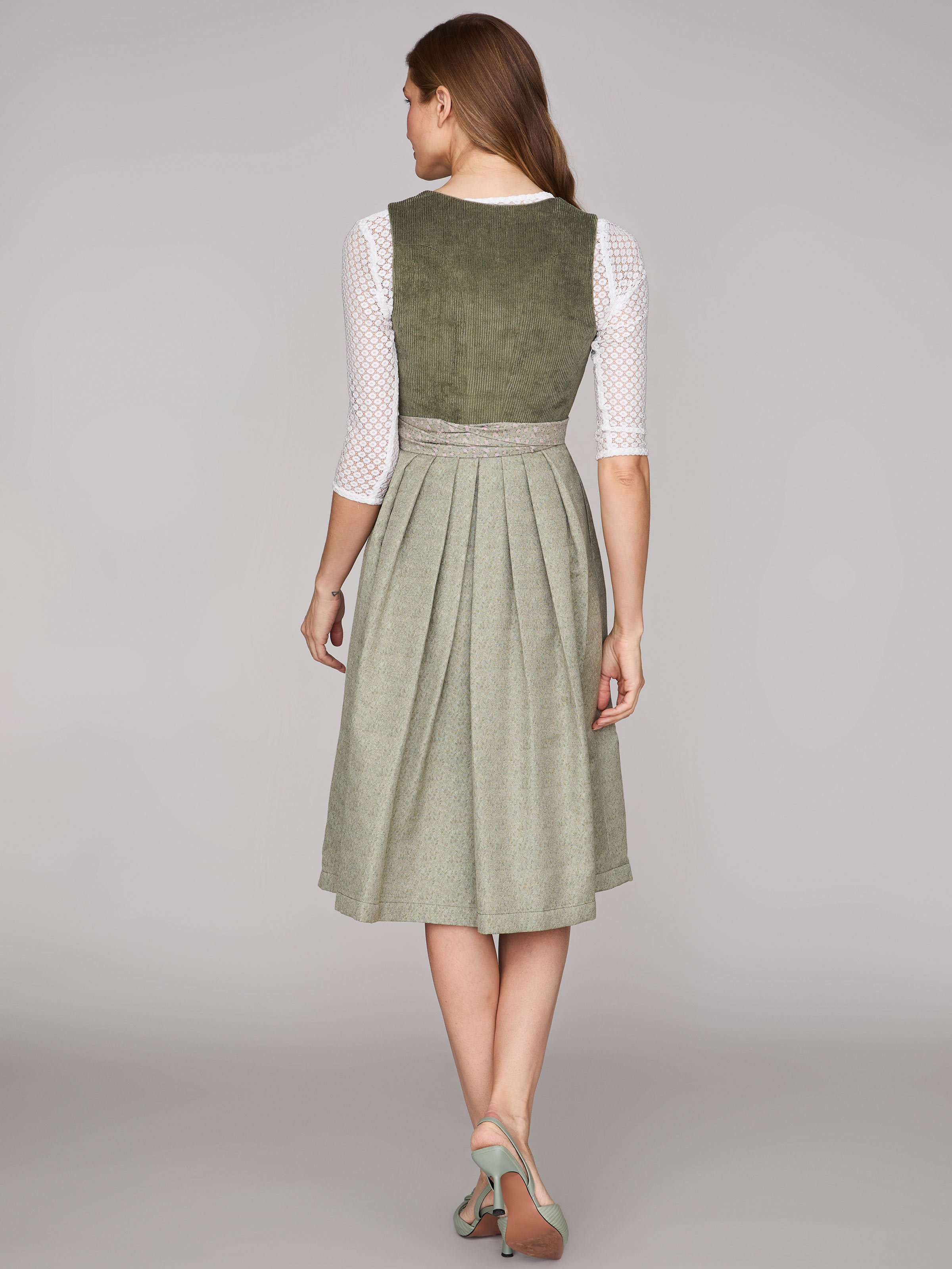 Grünes Dirndl mit Cord-Mieder