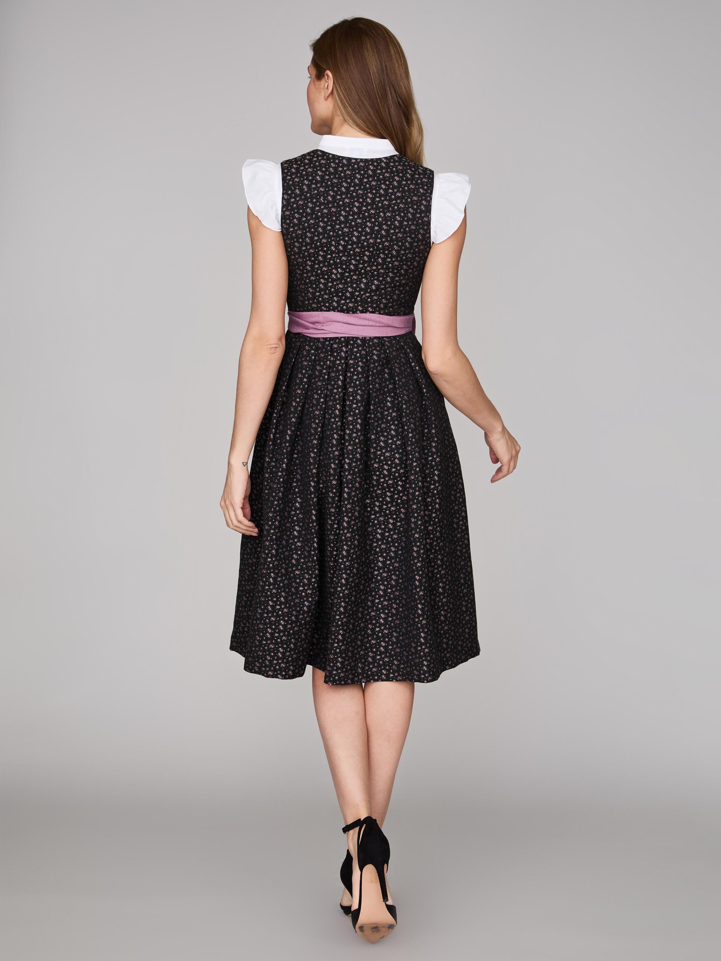 Schwarzes Dirndl mit Streublumenmuster