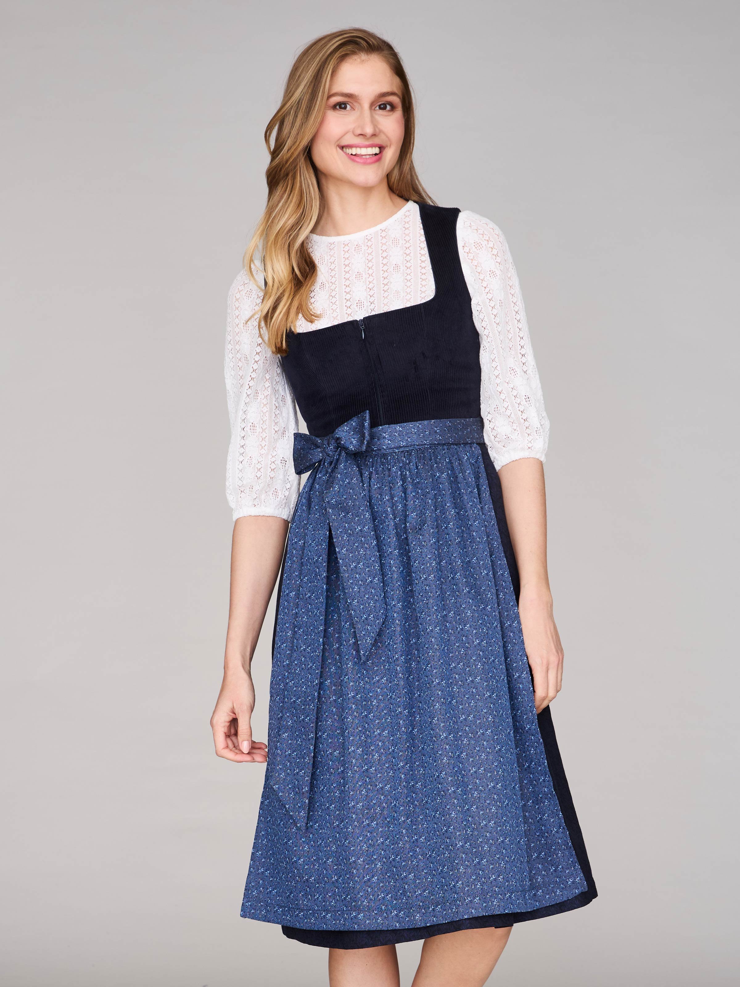 Dunkelblaues Dirndl mit Cord-Mieder