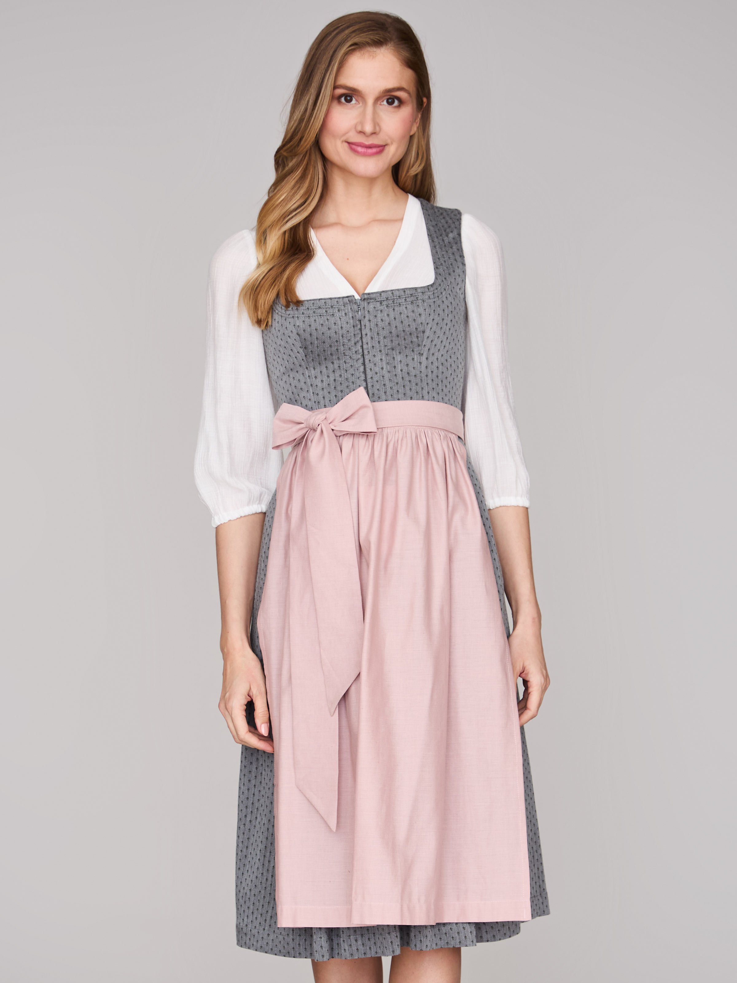 Graues Dirndl mit Streublumenmuster