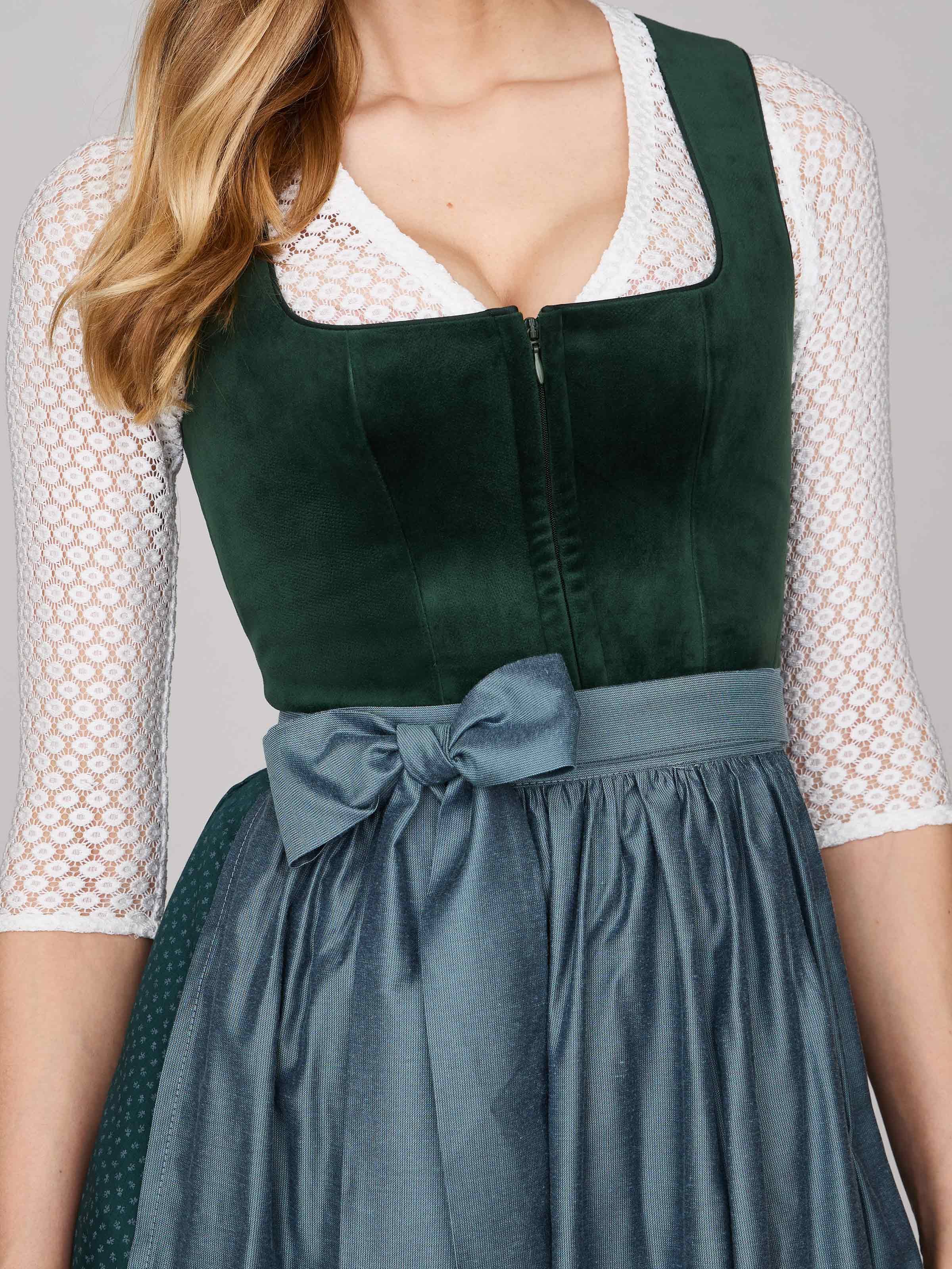 Dunkelgrünes Dirndl mit Samt-Mieder