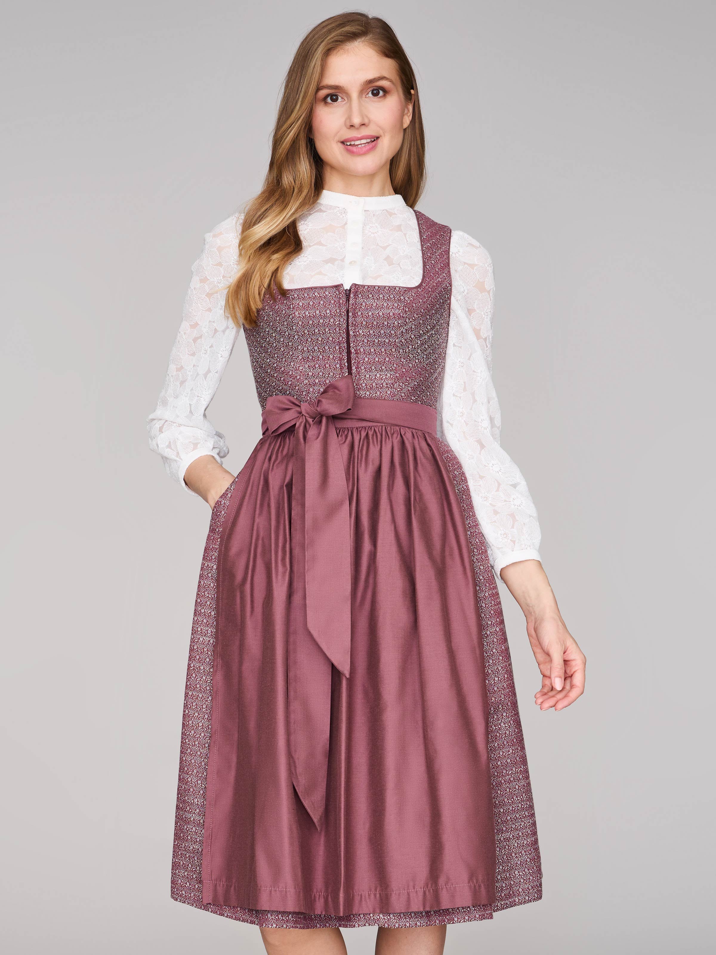 Rubinrotes Dirndl mit floralem Muster