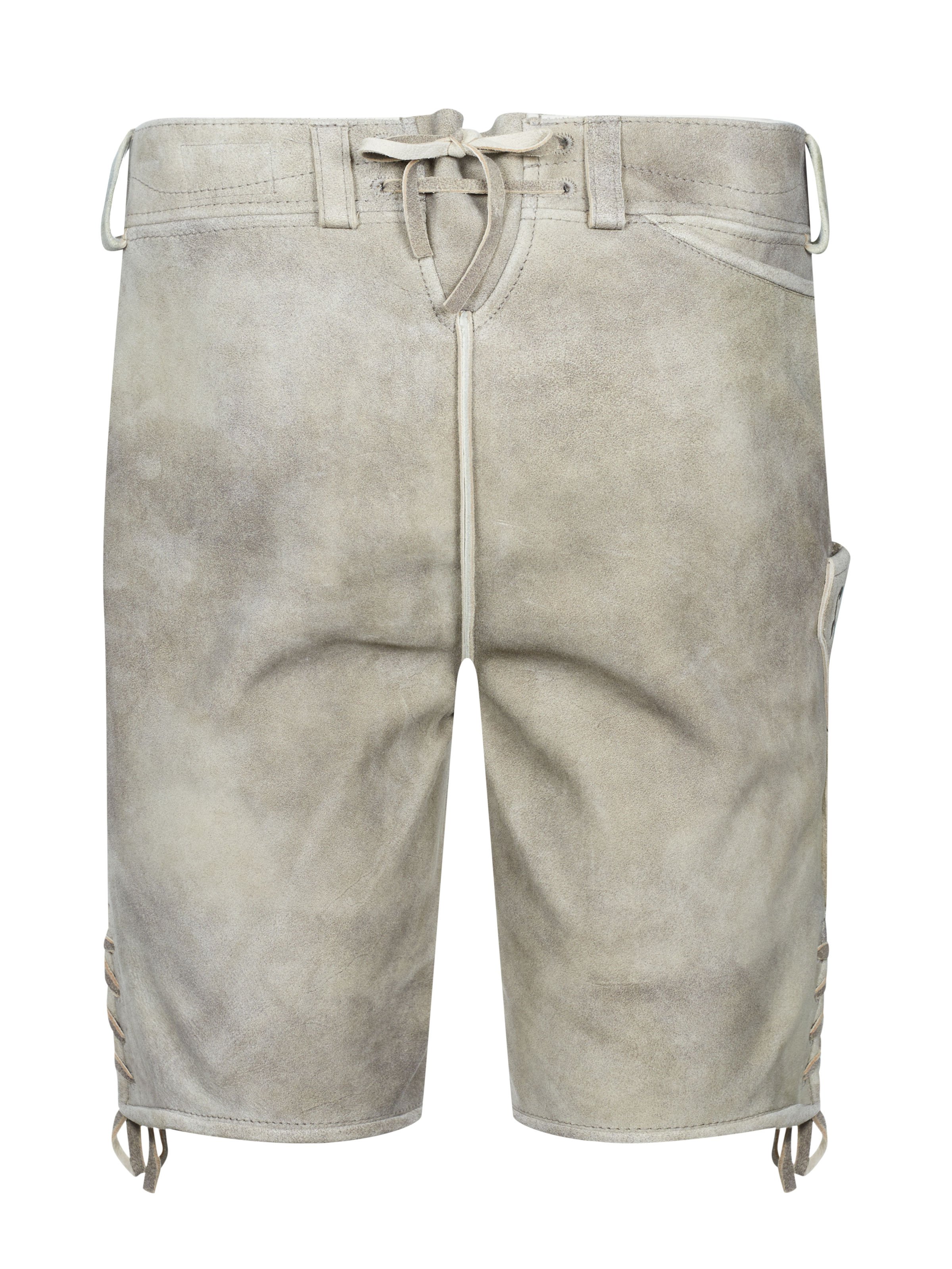 Grau-Beige Lederhose mit Schnürung