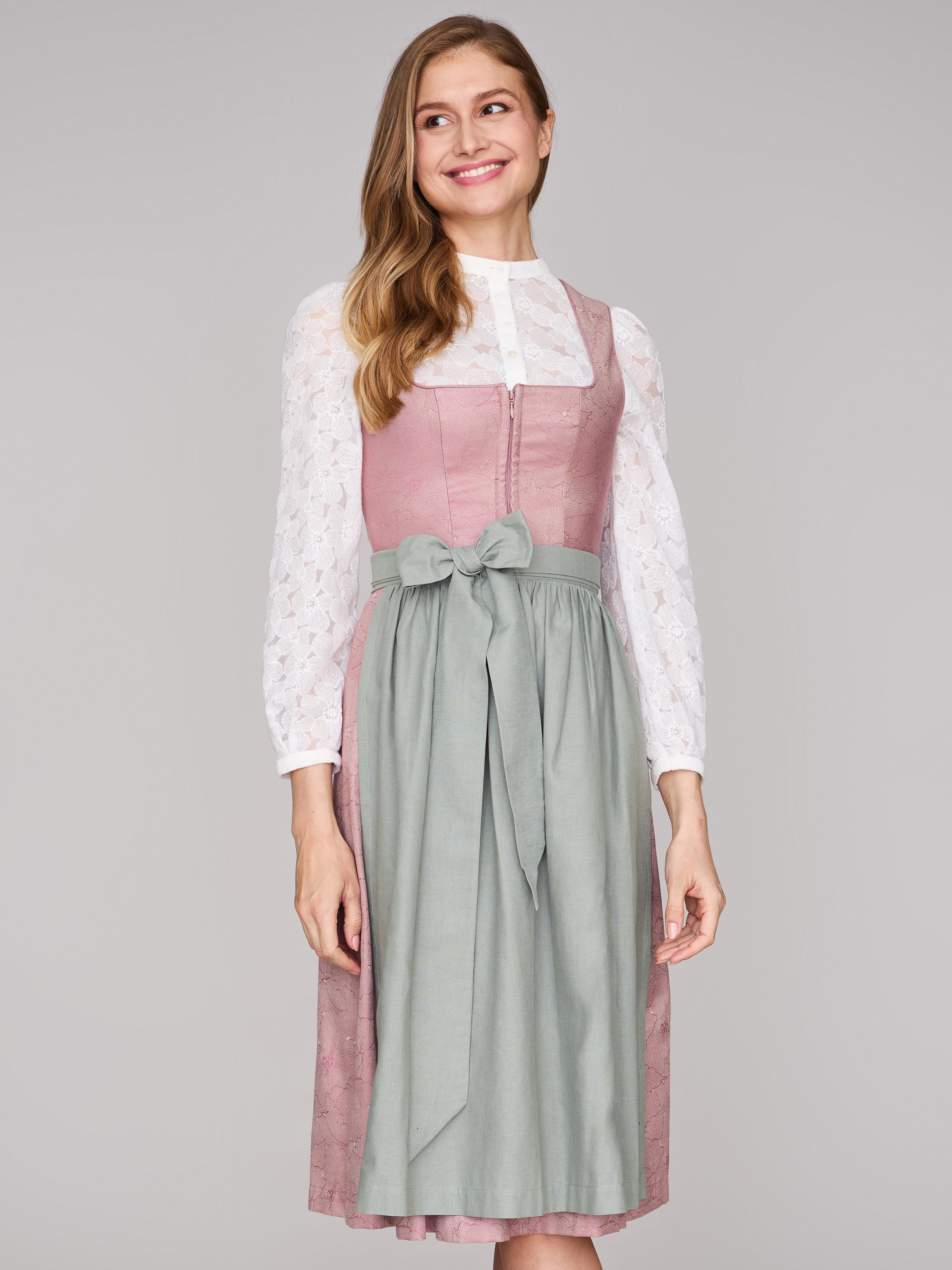 Rosa-farbenes Dirndl mit floralem Muster