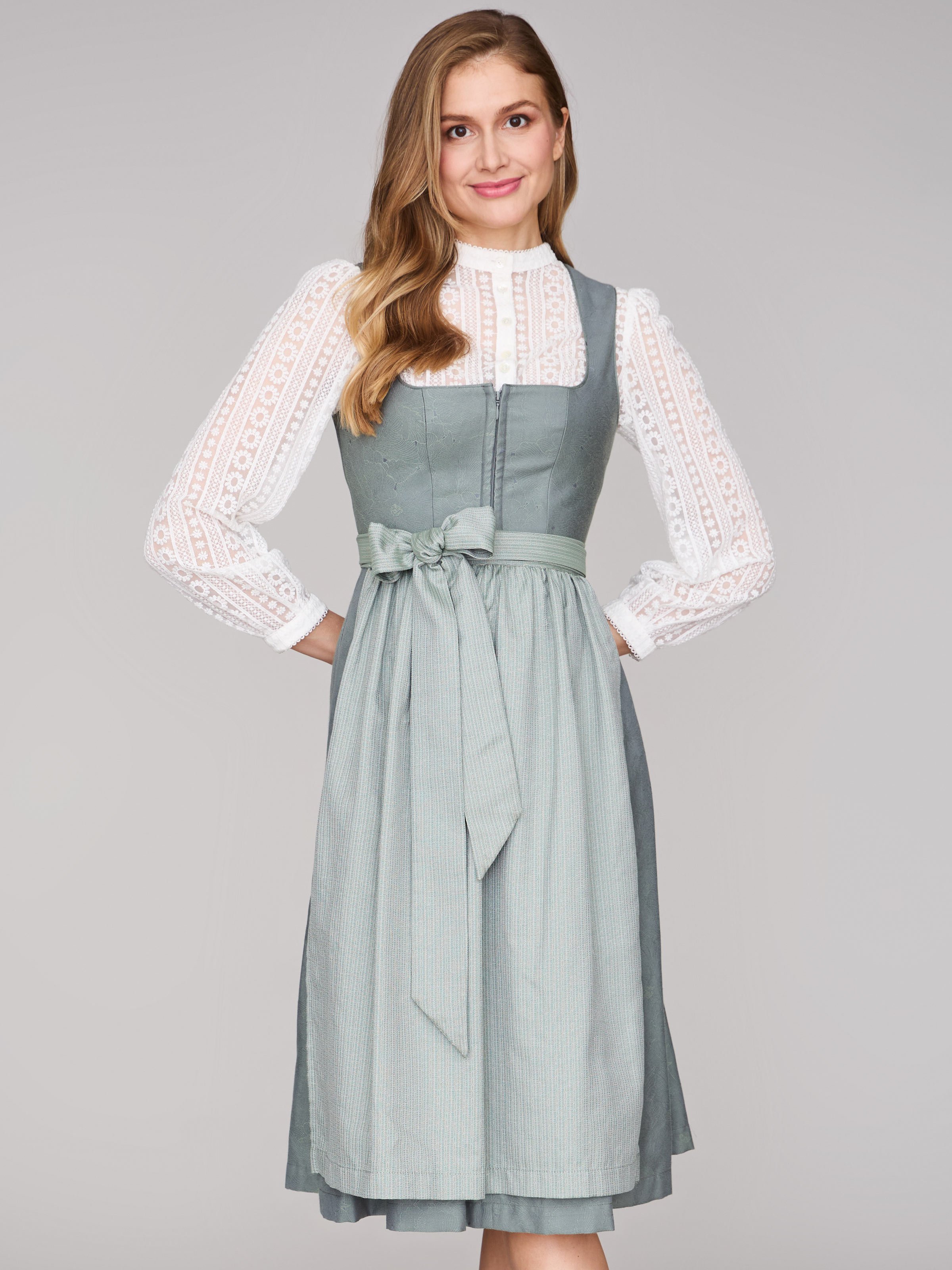 Limberry Salbeigrünes Dirndl mit floralem Muster - CECILY AGAVE GREEN