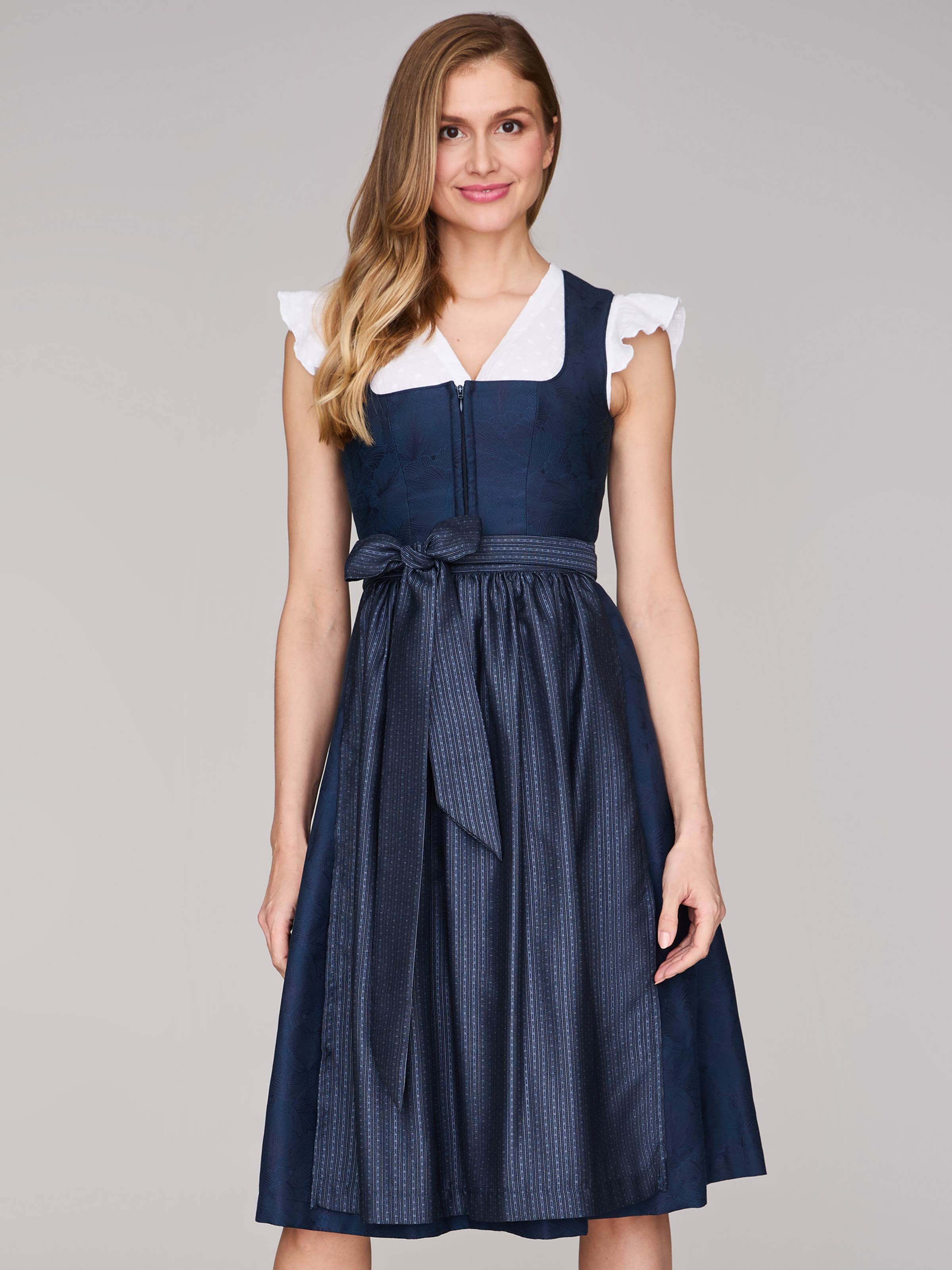 Limberry Mitternachtsblaues Dirndl mit floralem Muster - CECILY SEA STORM