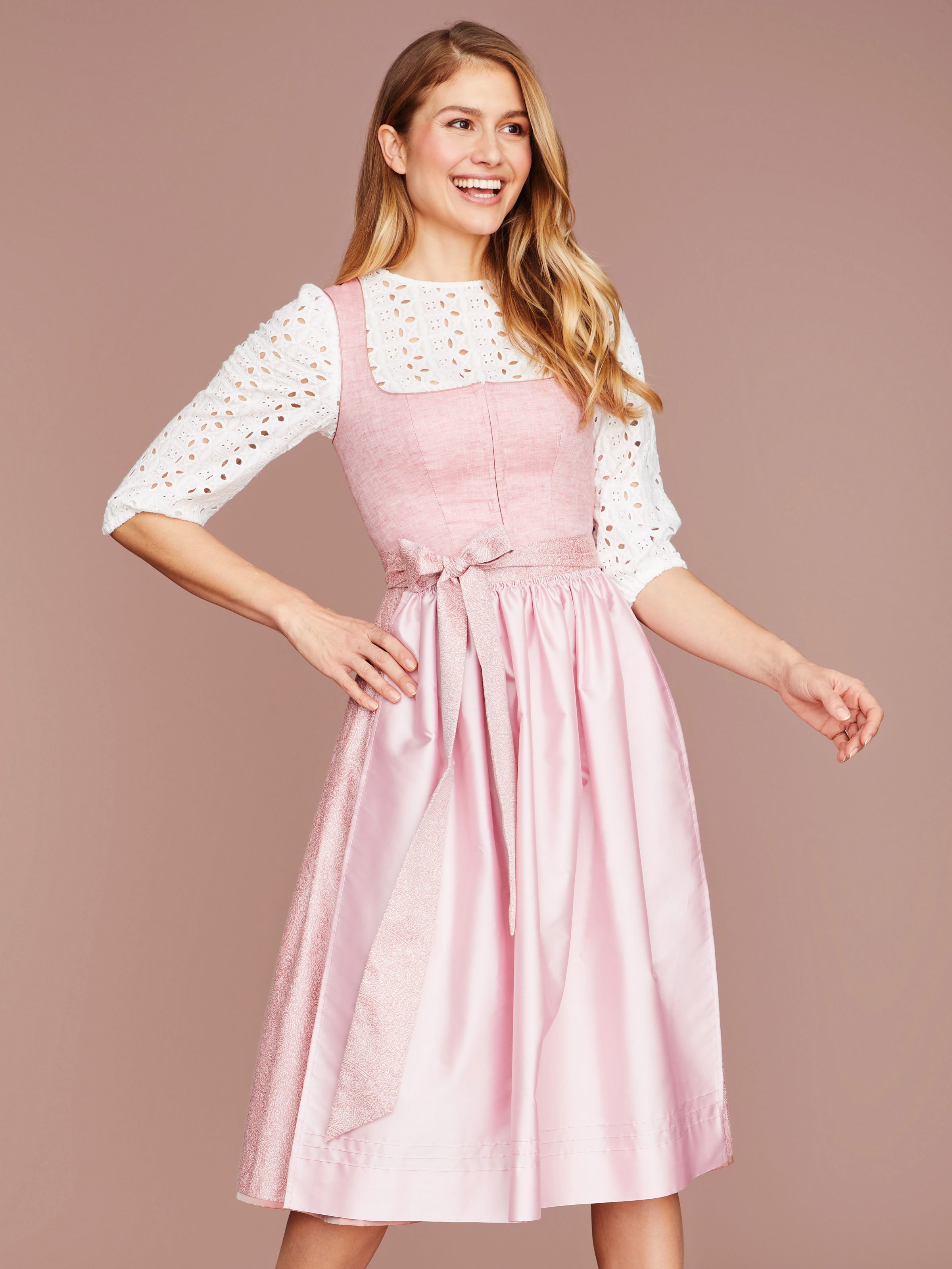 Limberry Pinkes Dirndl mit Leinen-Mieder - ANNA PINK