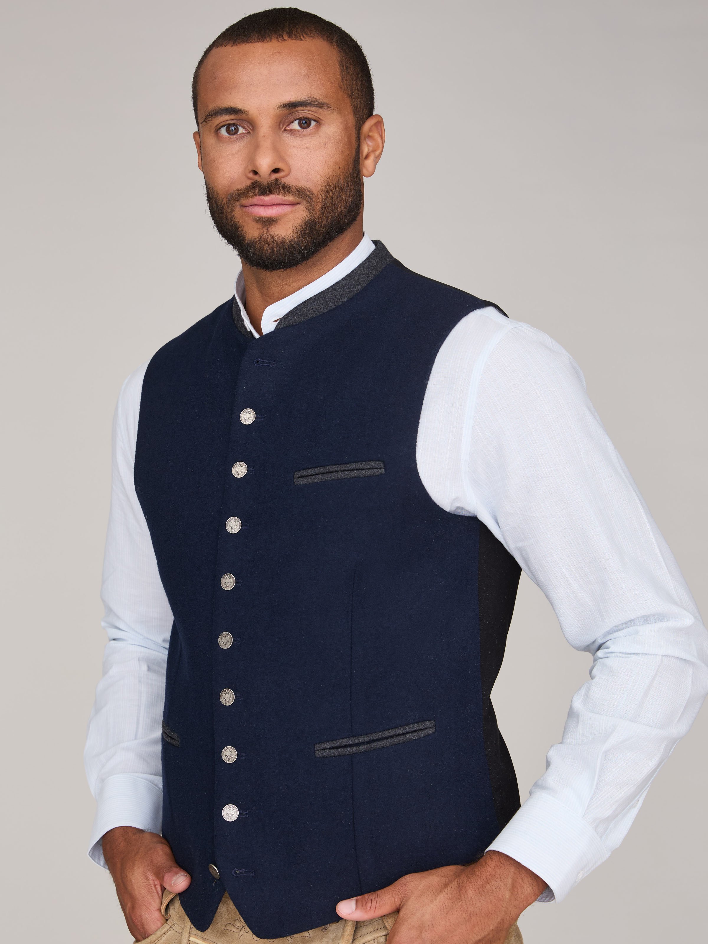 Limberry Dunkelblaue Trachtenweste - THEO DARK NAVY