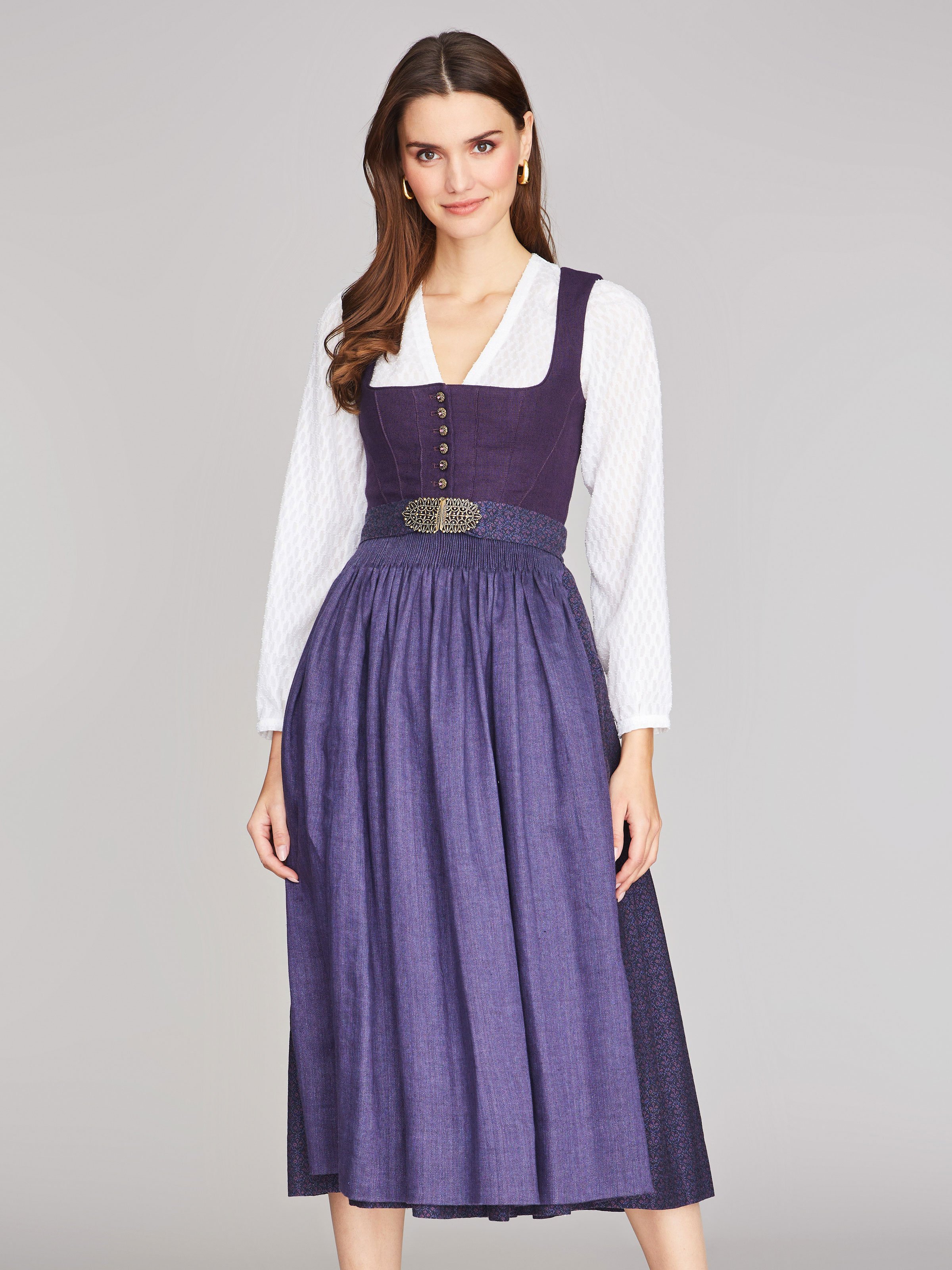 Limberry Brombeerfarbenes Dirndl aus Leinen - ANNABELLE BROMBEER