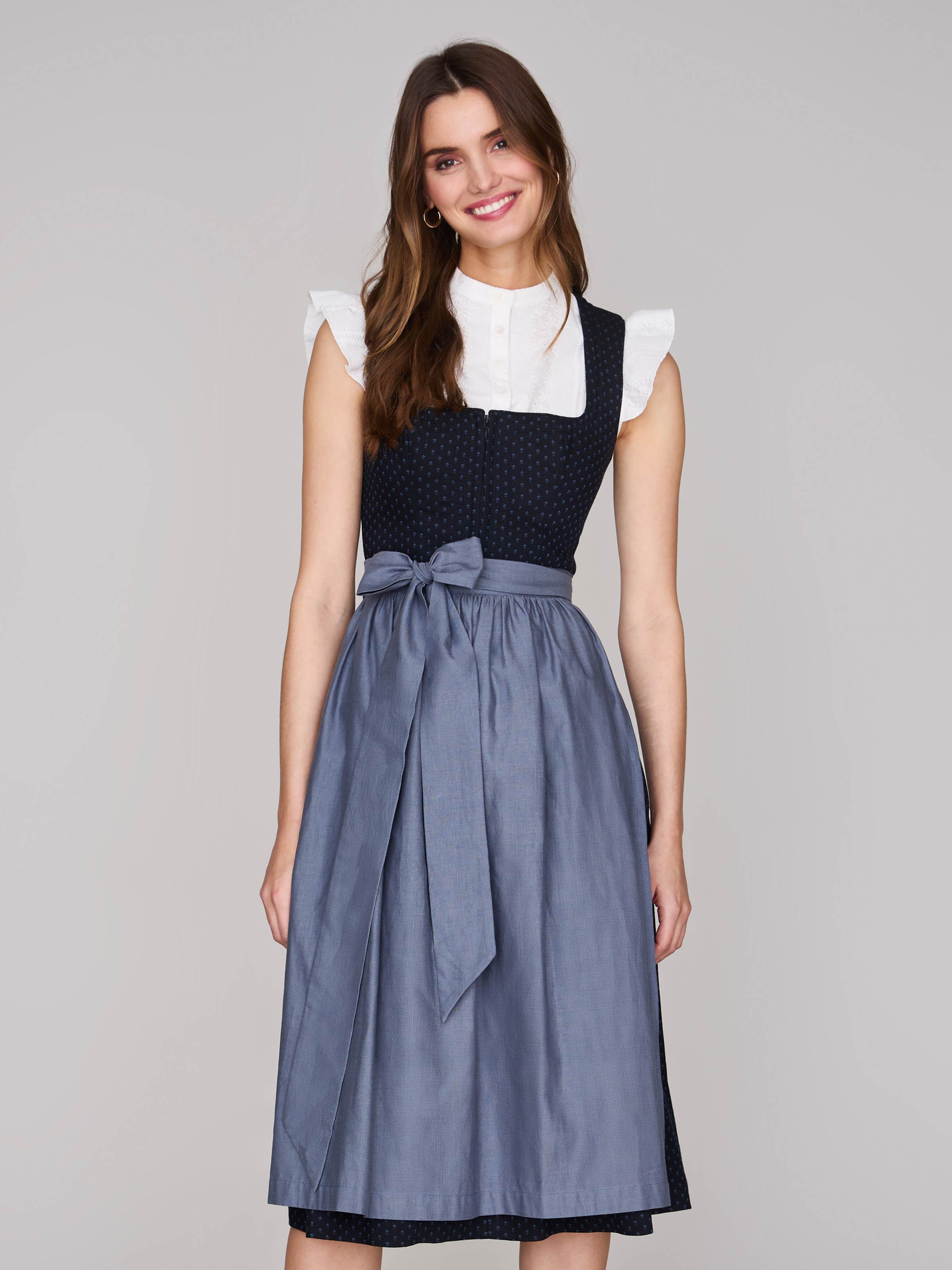 Limberry Dunkelblaues Dirndl mit Streublumen - VERA BLUE GRAPHITE