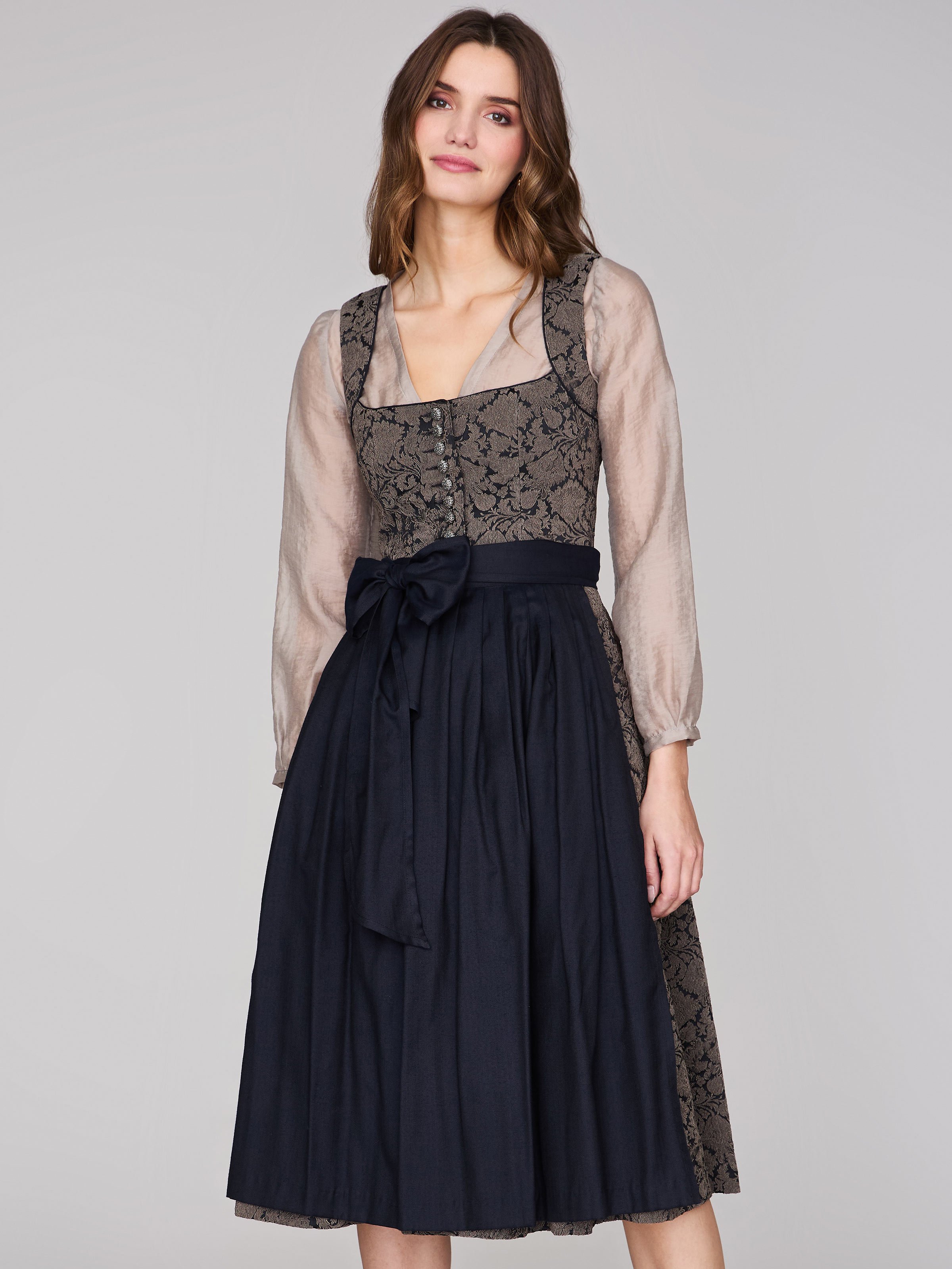 Limberry Schwarz gemustertes Dirndl - HEDI BLACK FOLKLORE