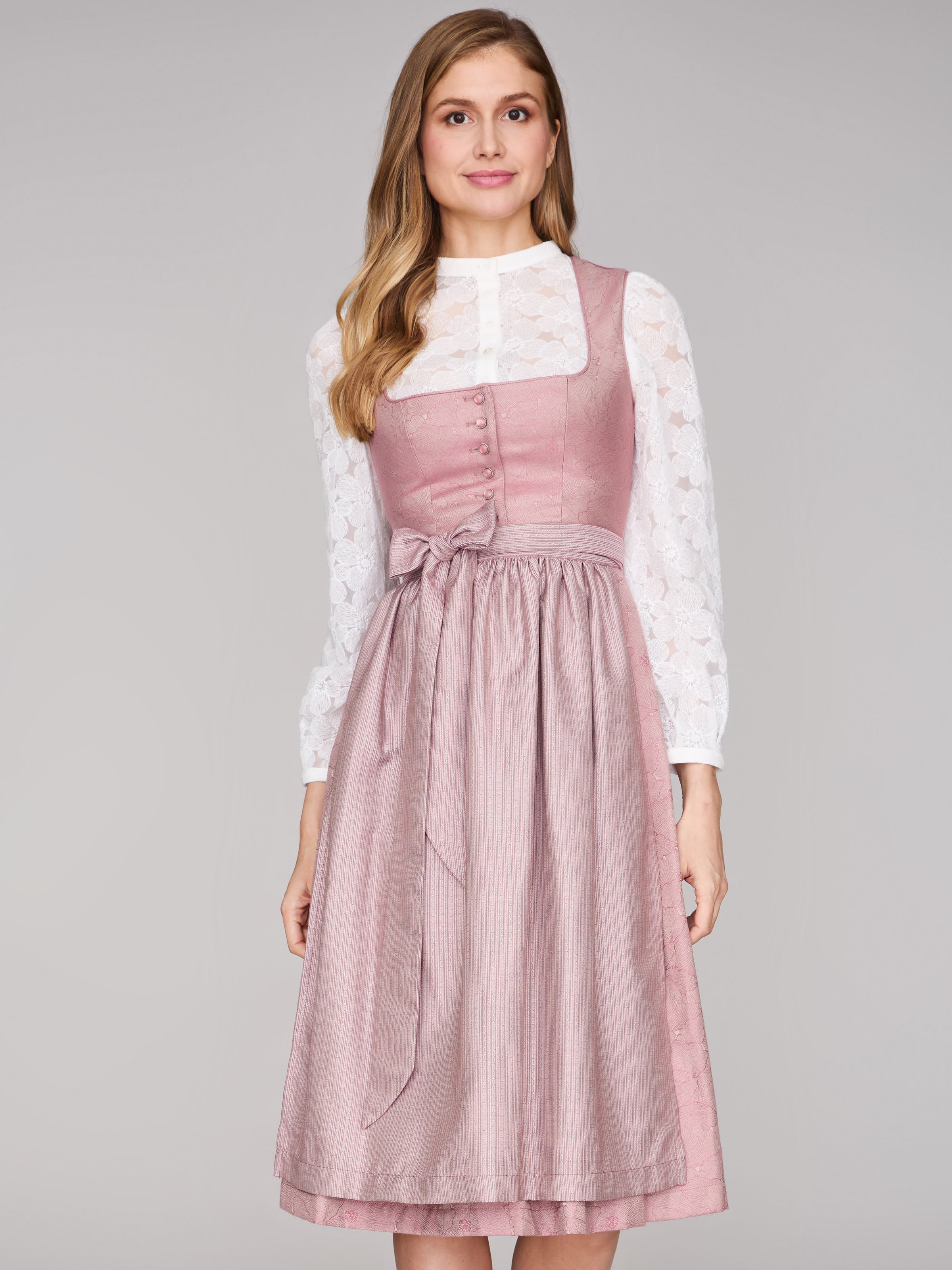 Limberry Rosa-farbenes Dirndl mit Knöpfen - FELICITY ASH ROSE