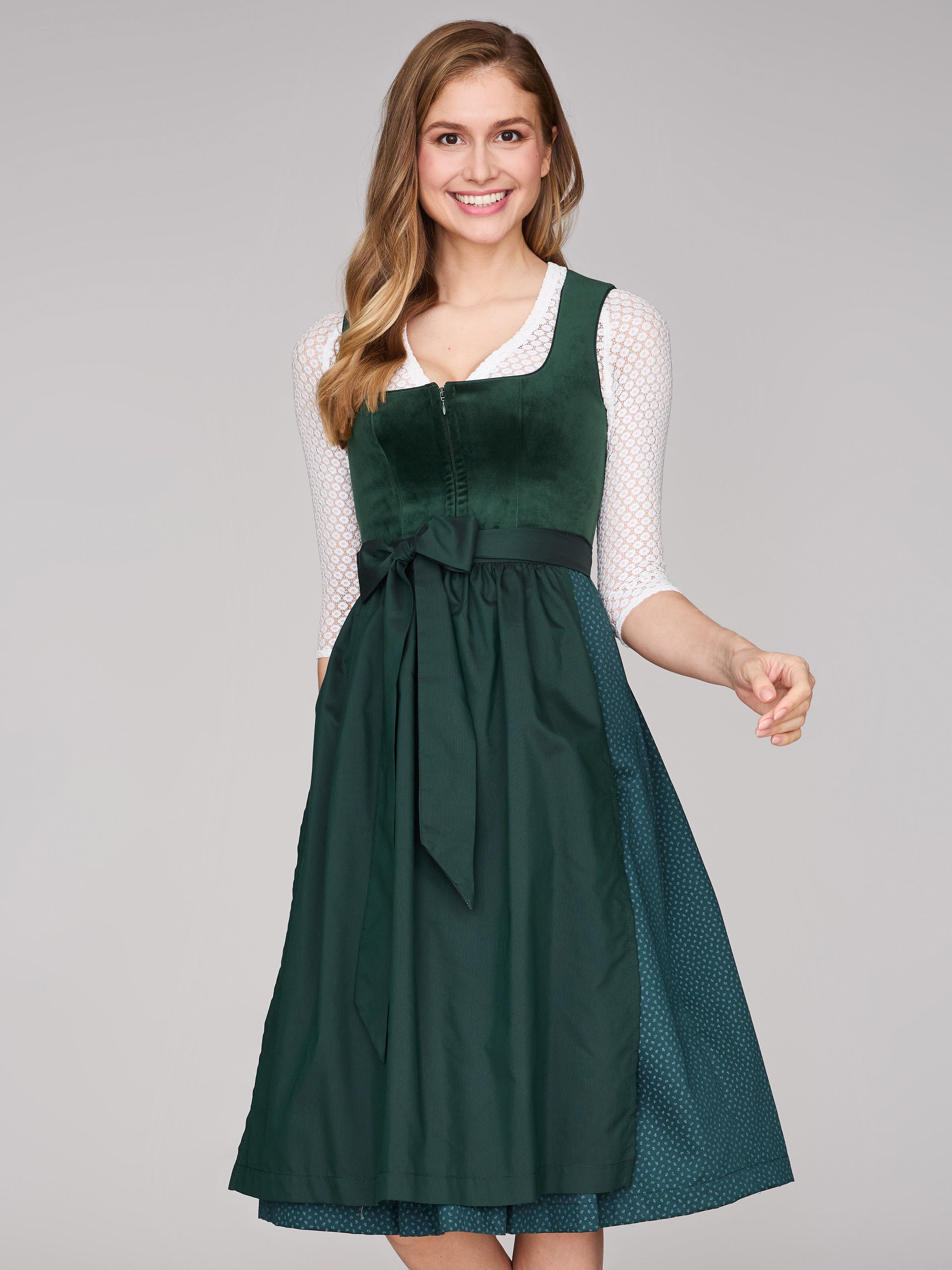 Limberry Dunkelgrünes Dirndl mit Samt-Mieder - CLARISSA PINE GROVE