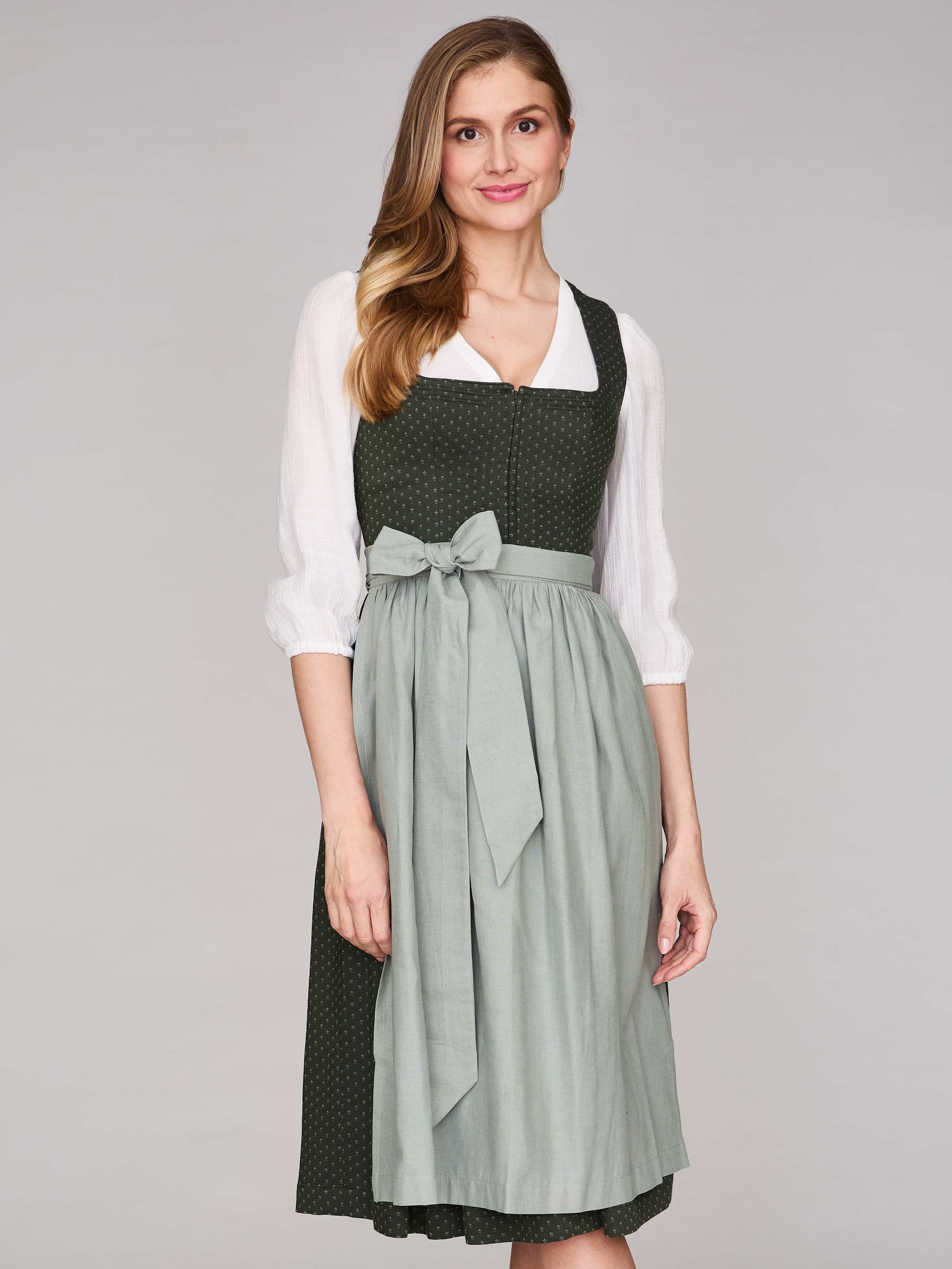 Limberry Dunkelgrünes Dirndl mit Streublumenmuster - VERA PINE FLOWER