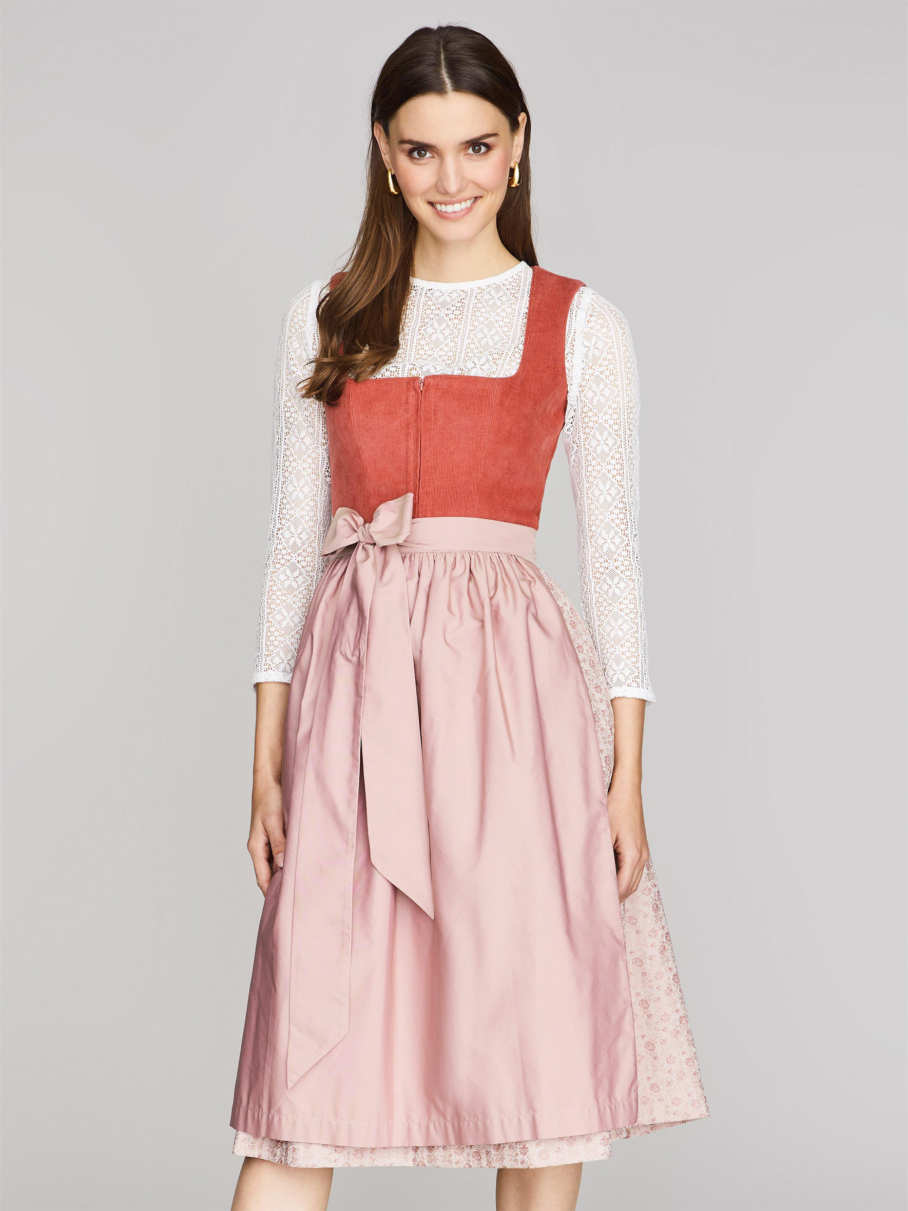 Limberry Coral-farbenes Dirndl mit Cord-Mieder - CAMILLE DUSTY ROSE