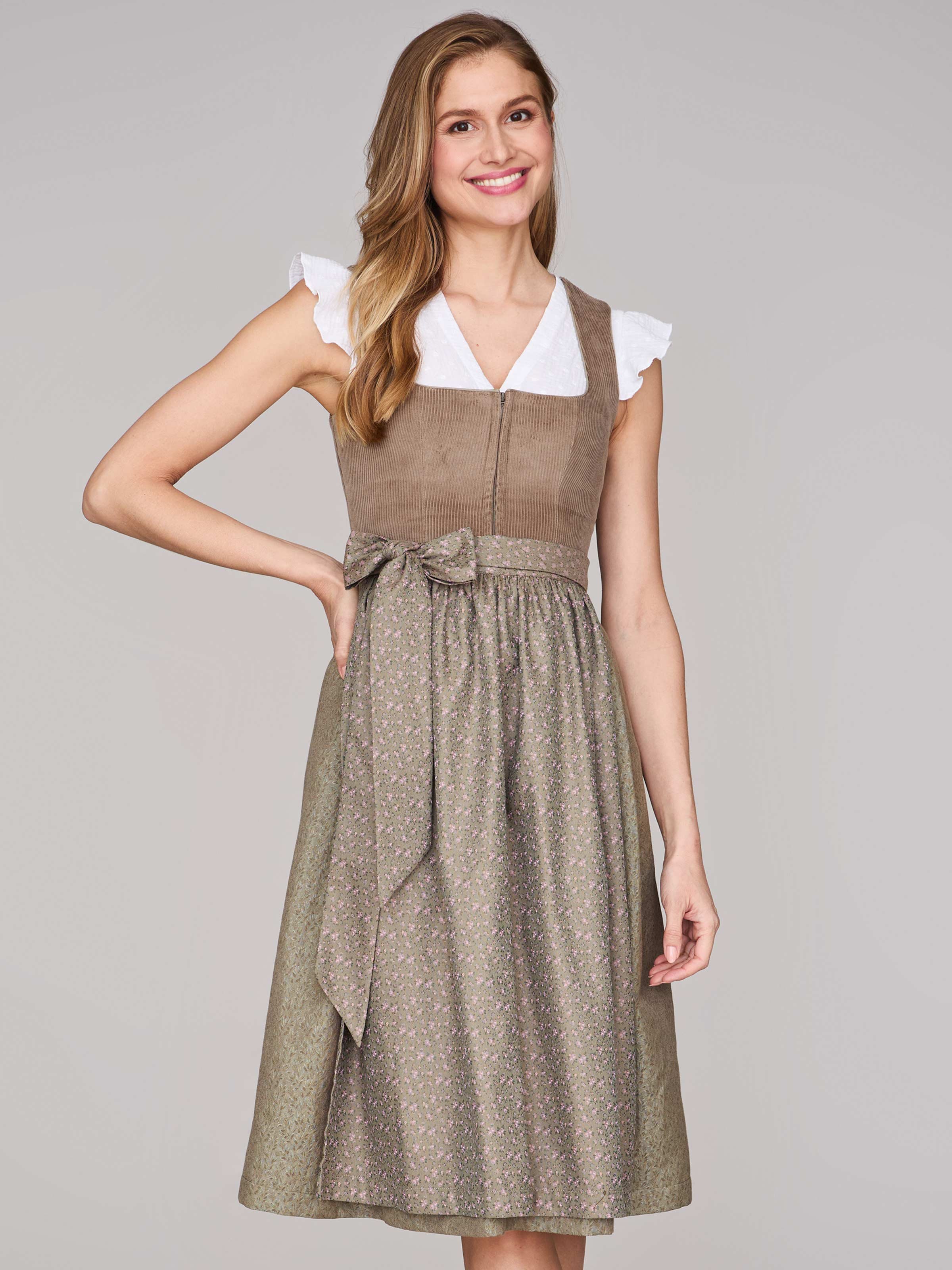 Limberry Braunes Dirndl mit Cord-Mieder - TIA DESERT TAUPE