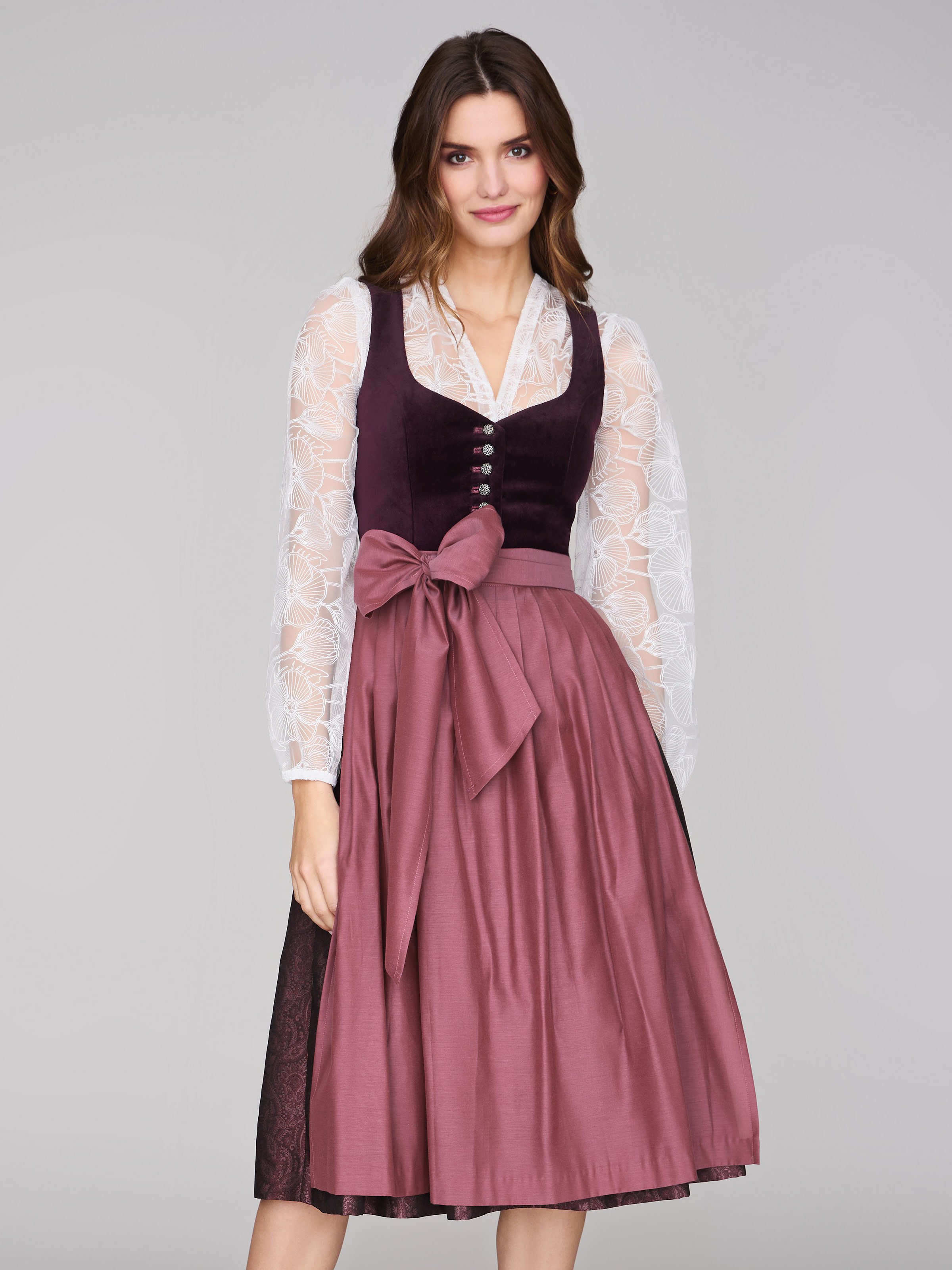 Limberry Mauvefarbenes Dirndl mit Samt-Mieder - JANNI DARK MAUVE