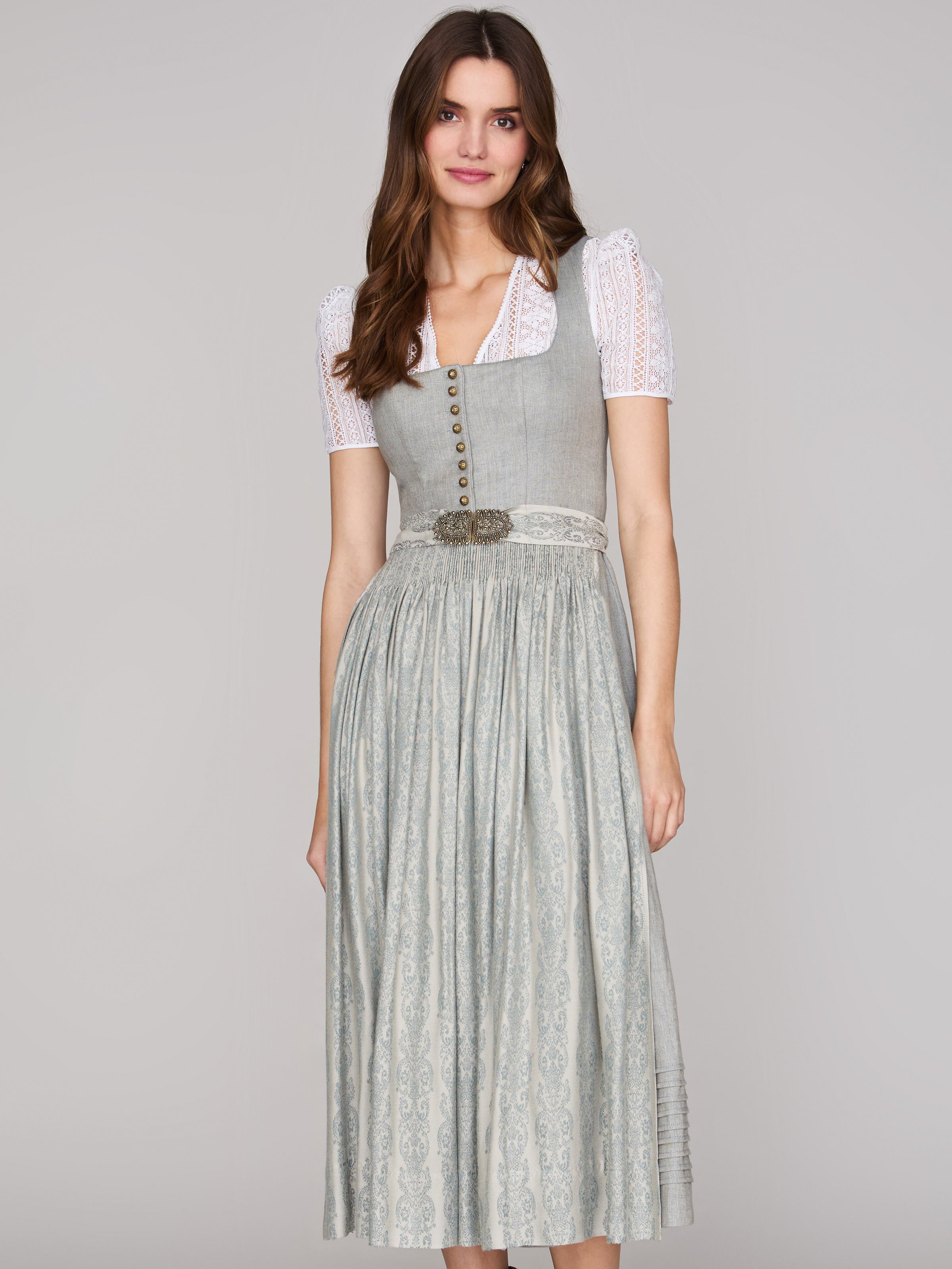 Limberry Hellgraues Dirndl aus Leinen - MONIKA CLOUD BLUE JADE