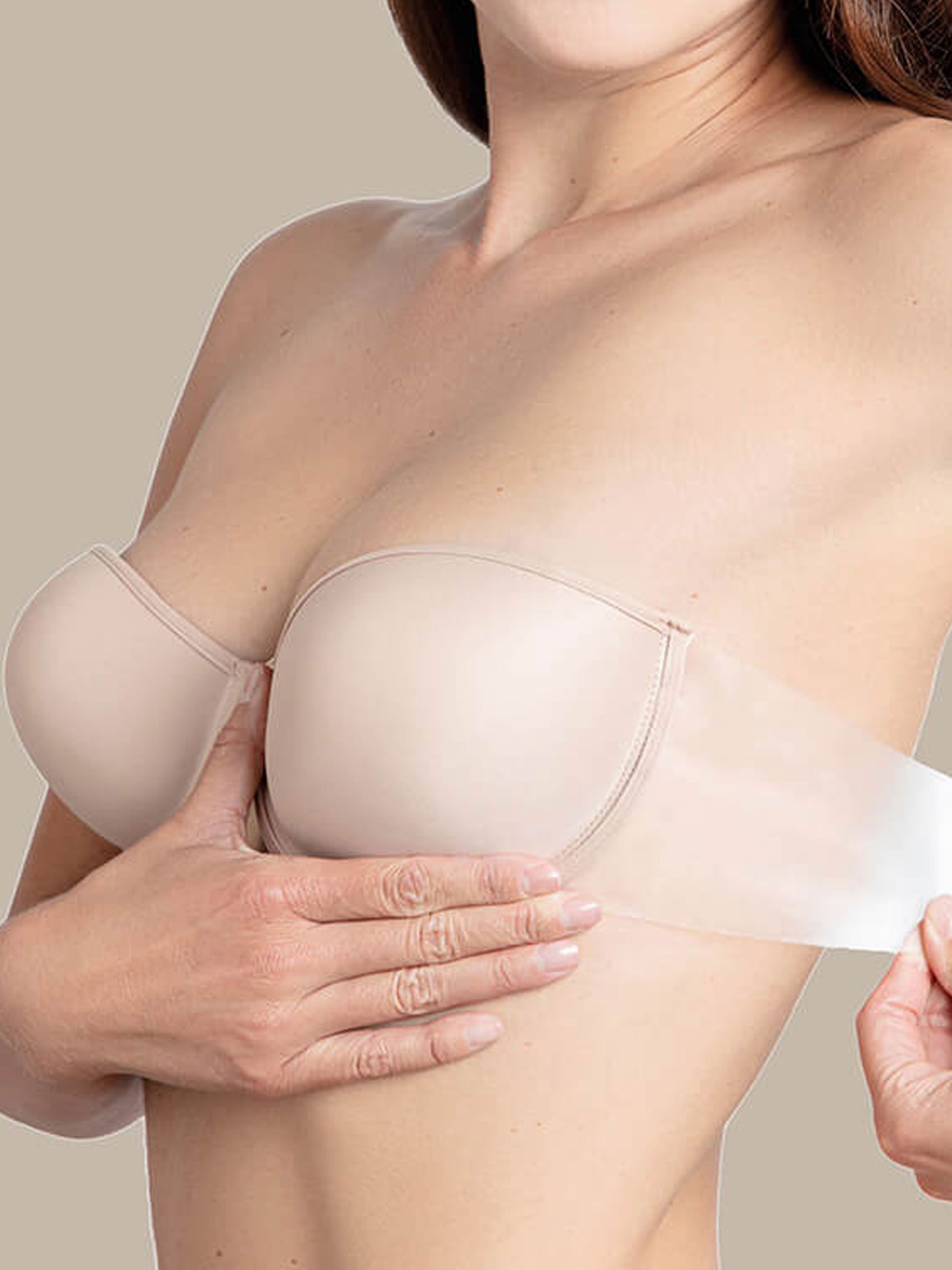 Klebe-BH Trägerlos Klebriger unsichtbarer Push Up Silikon-BH für rückenfreies  Kleid mit Nippelbezügen nude