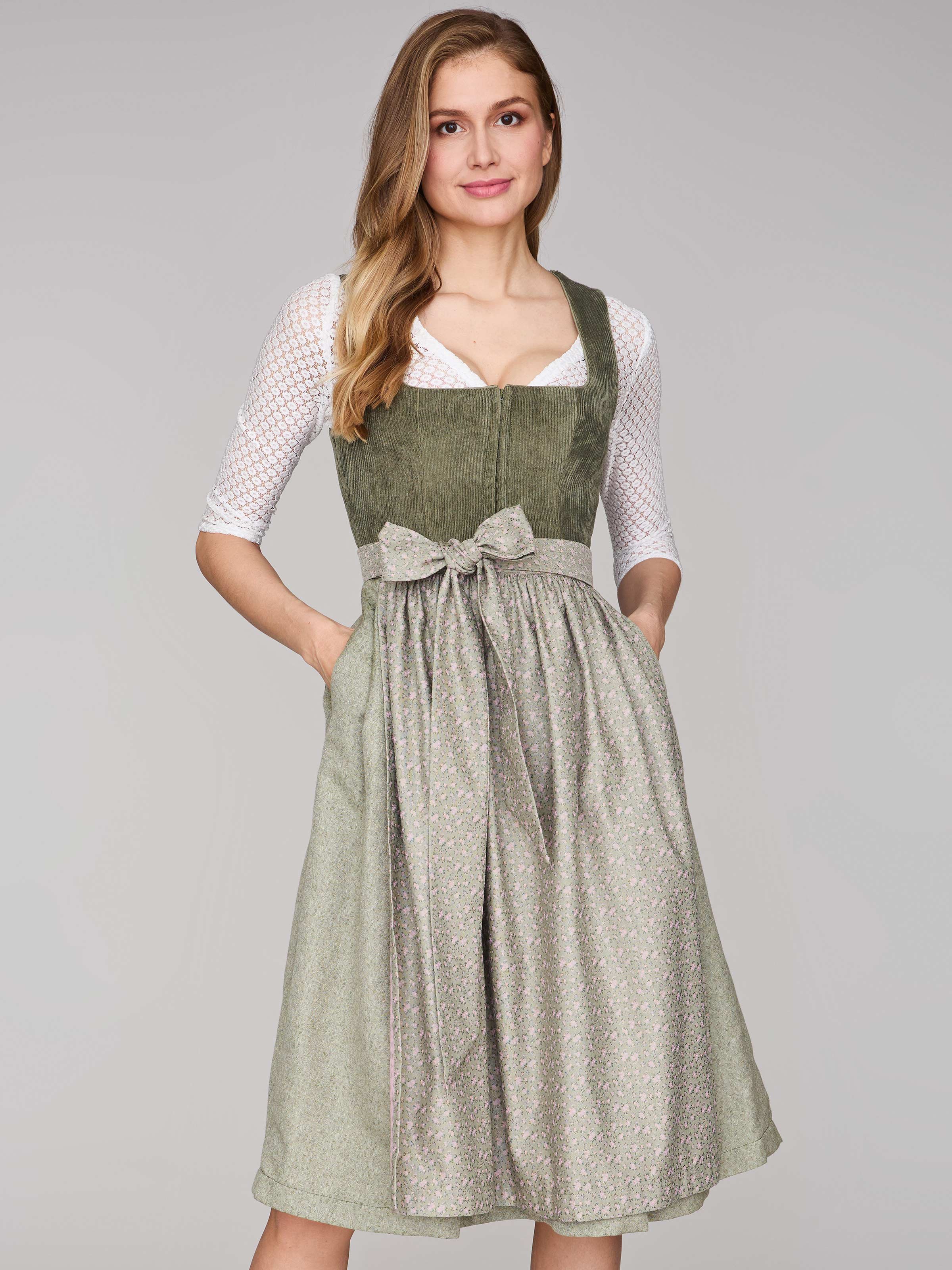 Limberry Grünes Dirndl mit Cord-Mieder - TIA KALAMATA GREEN