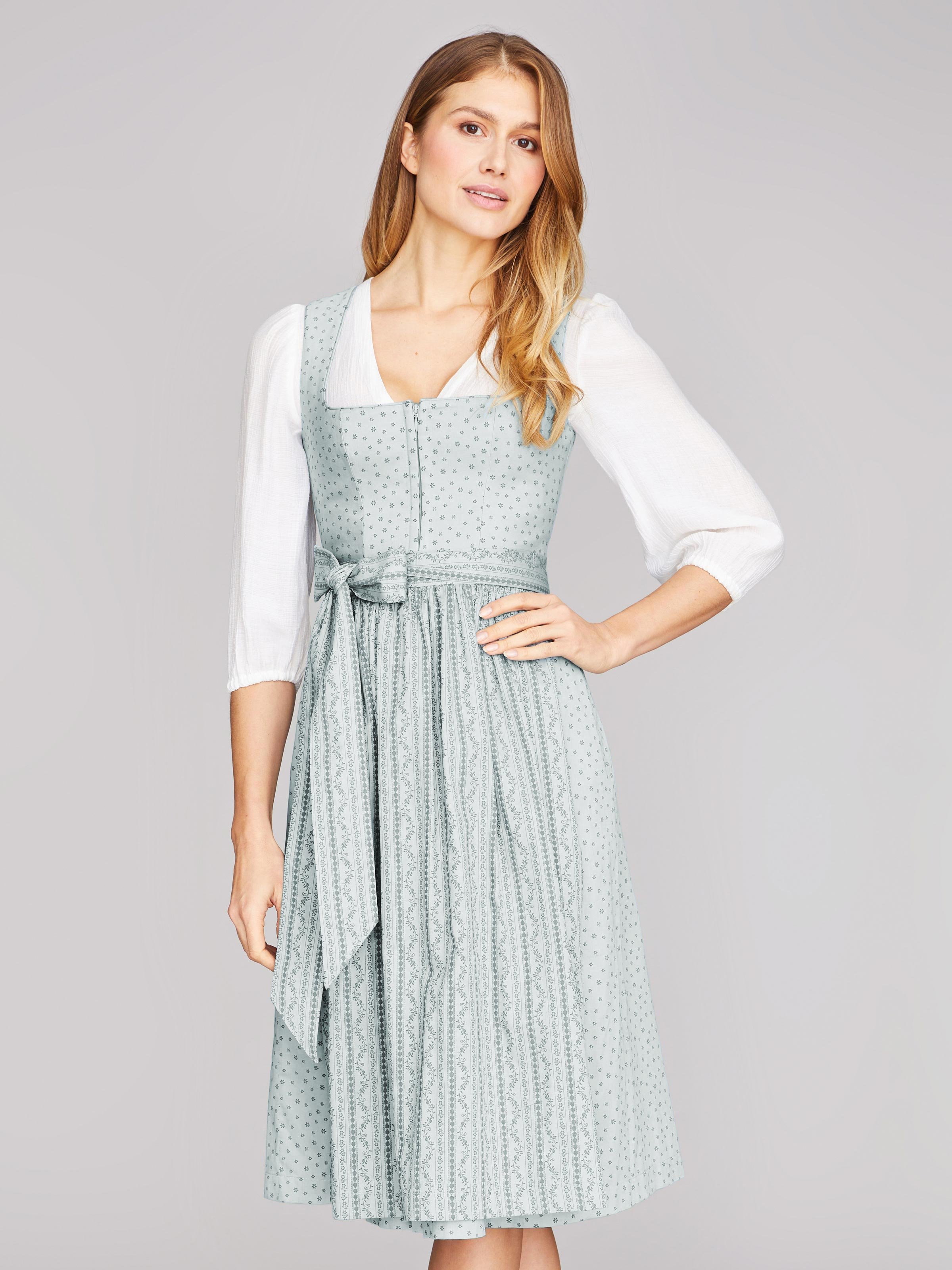 Limberry Hellblaues Waschdirndl mit Streublumen - OPHELIA SAGE GREEN