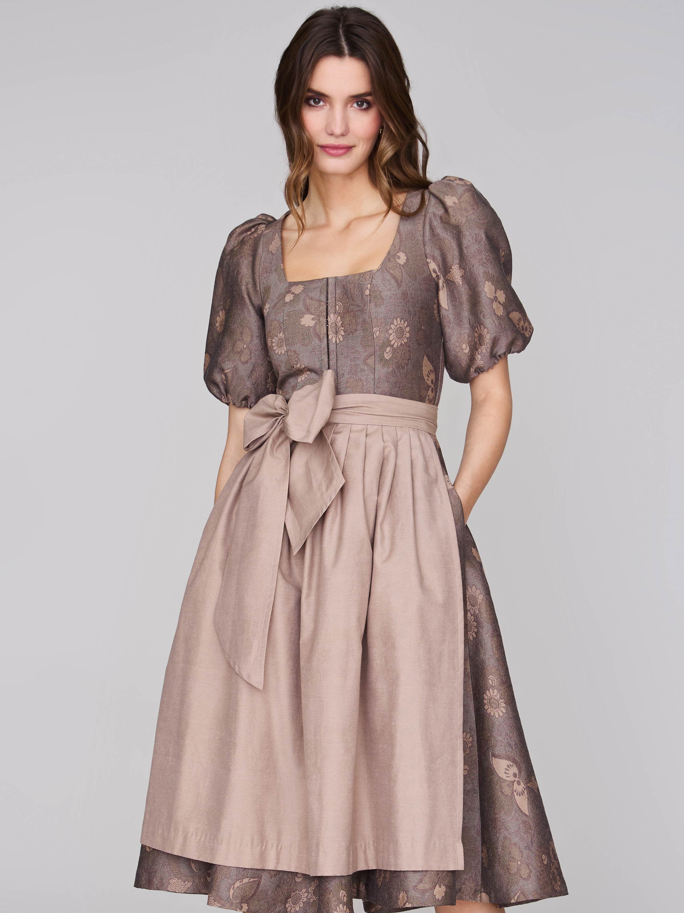 Limberry Nussbraunes Dirndl mit Puffärmeln - PAULINE MUTED MARON