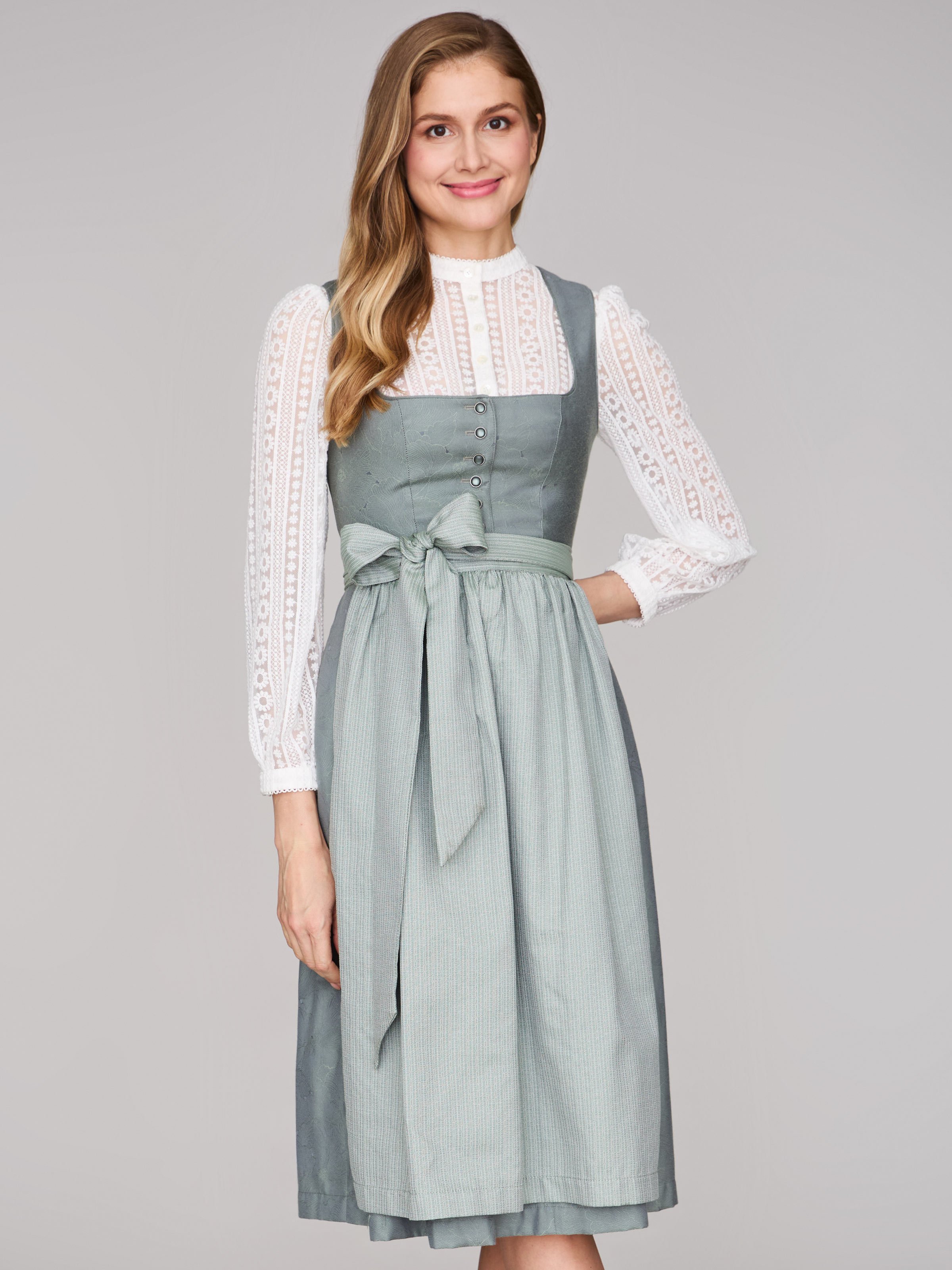 Limberry Salbeigrünes Dirndl mit Knöpfen - FELICITY AGAVE GREEN