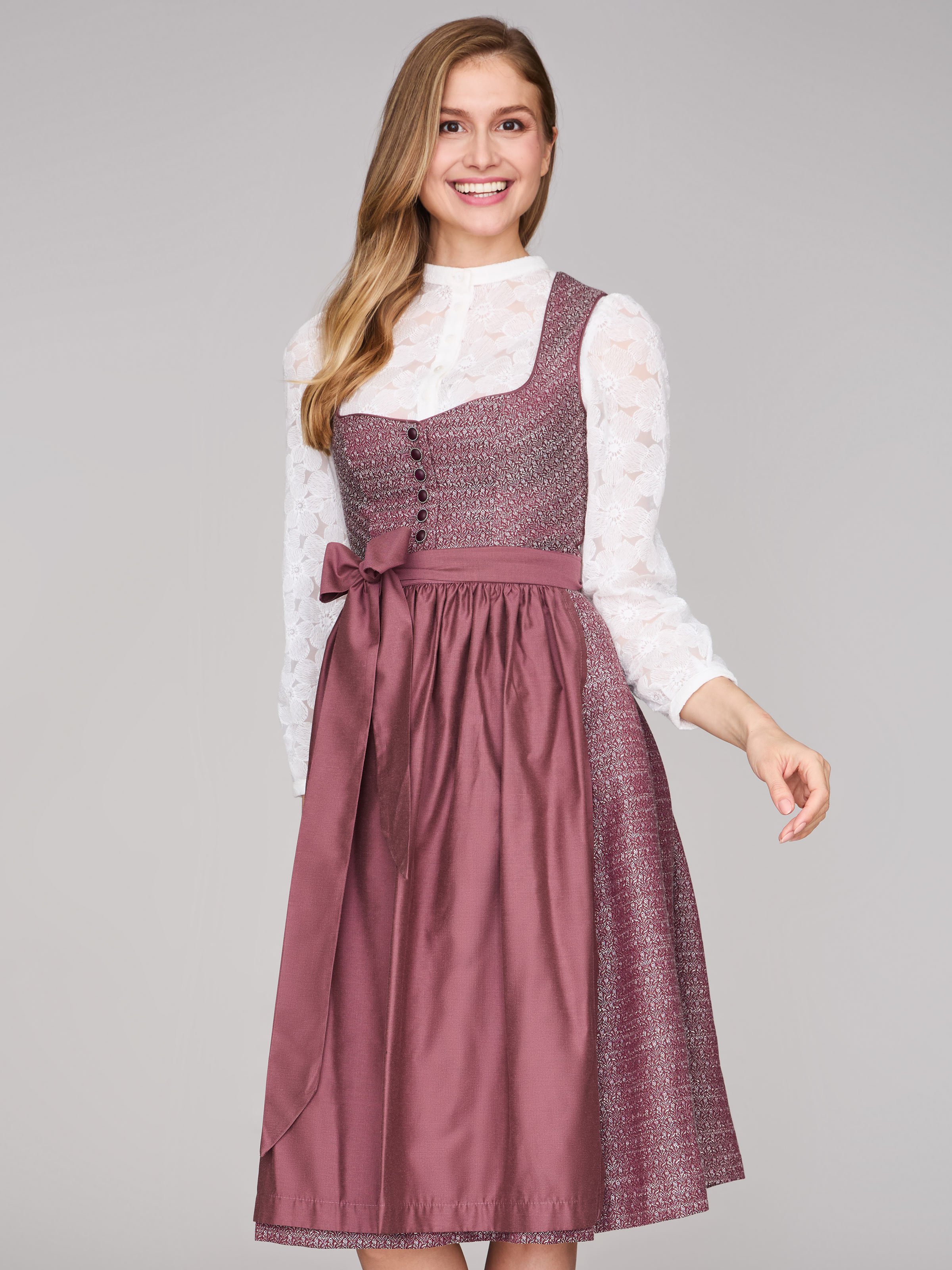 Limberry Rubinrotes Dirndl mit Knöpfen - JOSIE POMEGRANATE