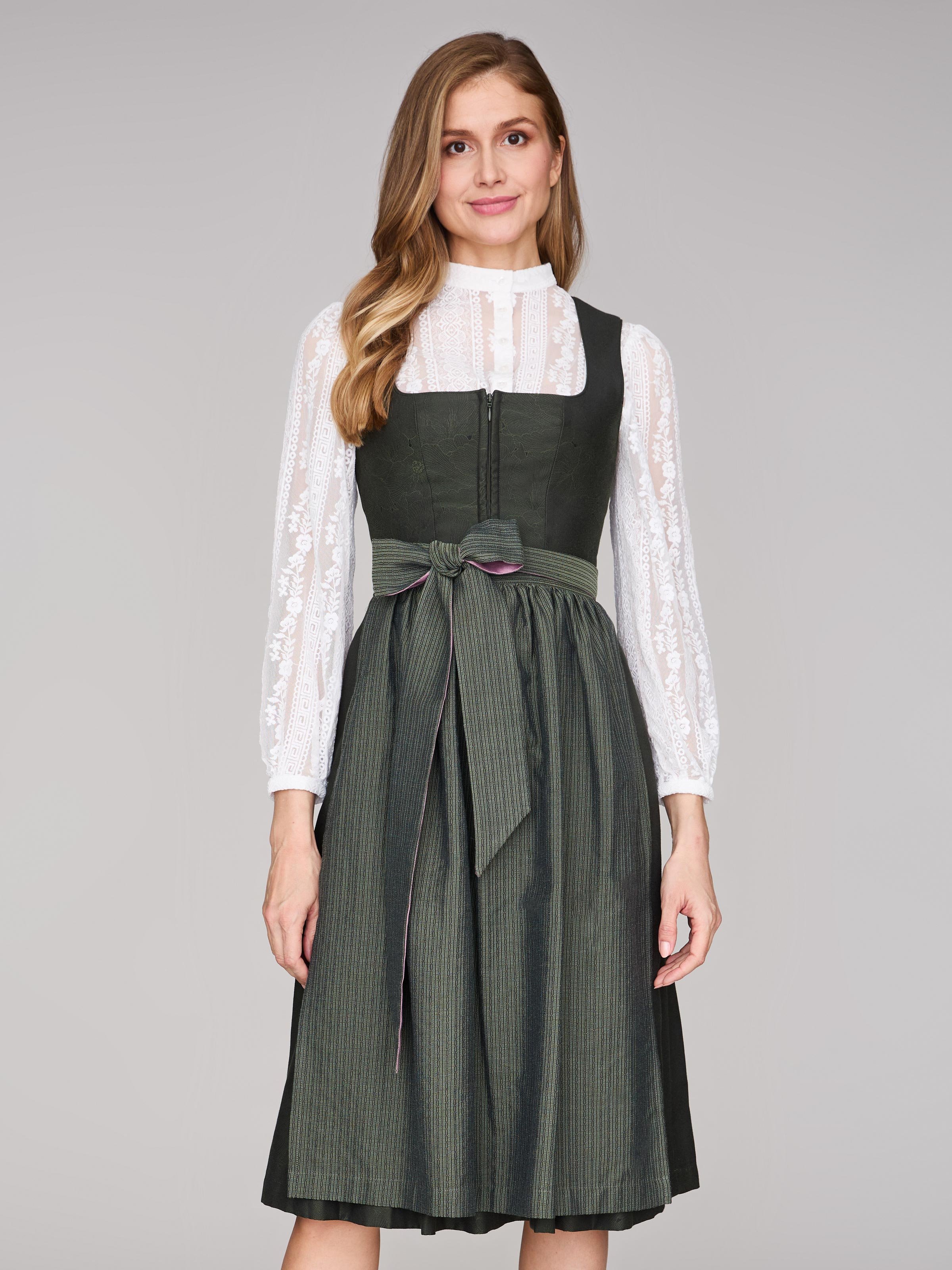 Limberry Dunkelgrünes Dirndl mit floralem Muster - CECILY PINE FLOWER